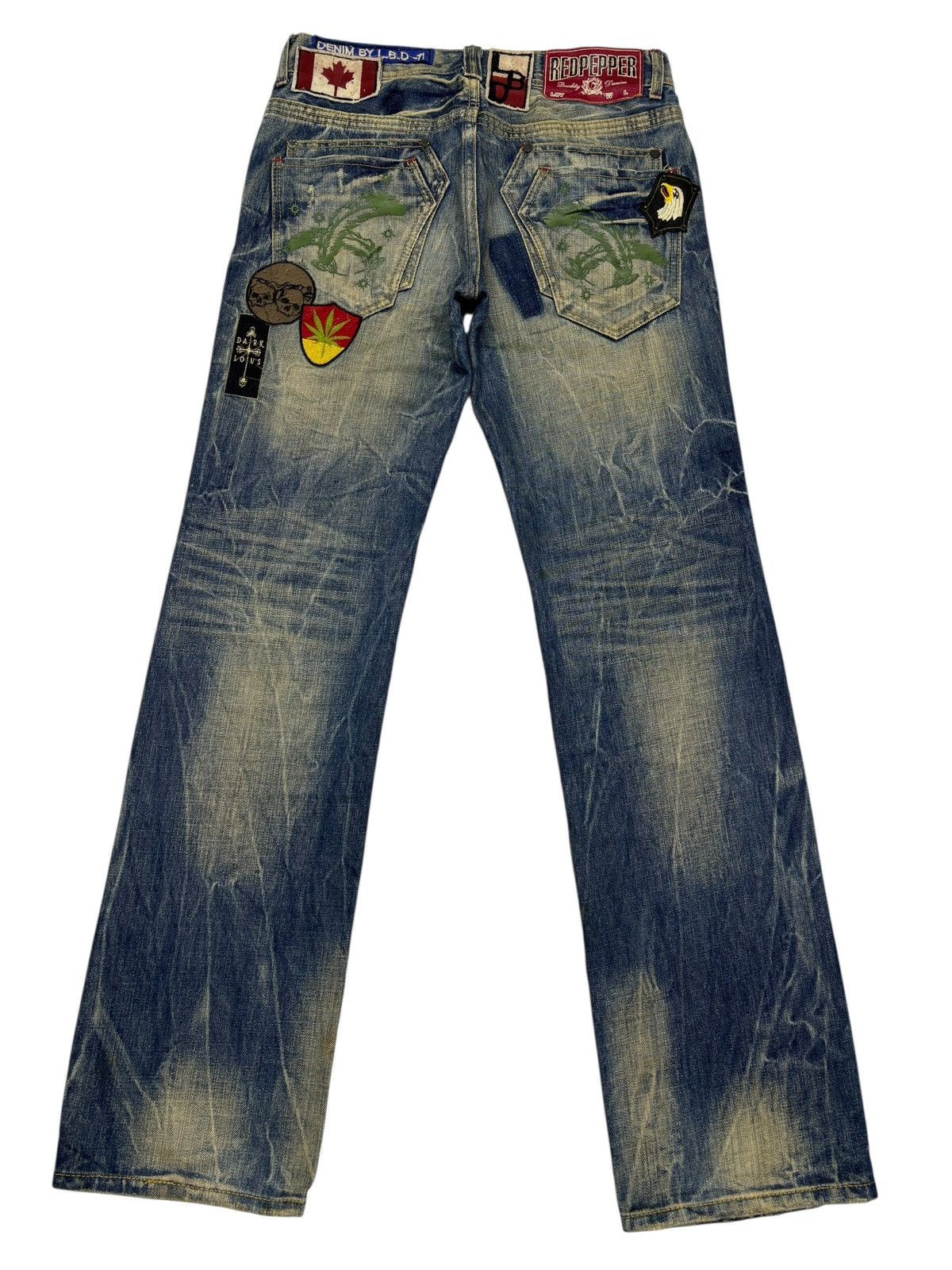 If Six Was Nine Rare Red Pepper Japan Patchwork Denim Jeans Size US 32 / EU 48 - 9 Thumbnail
