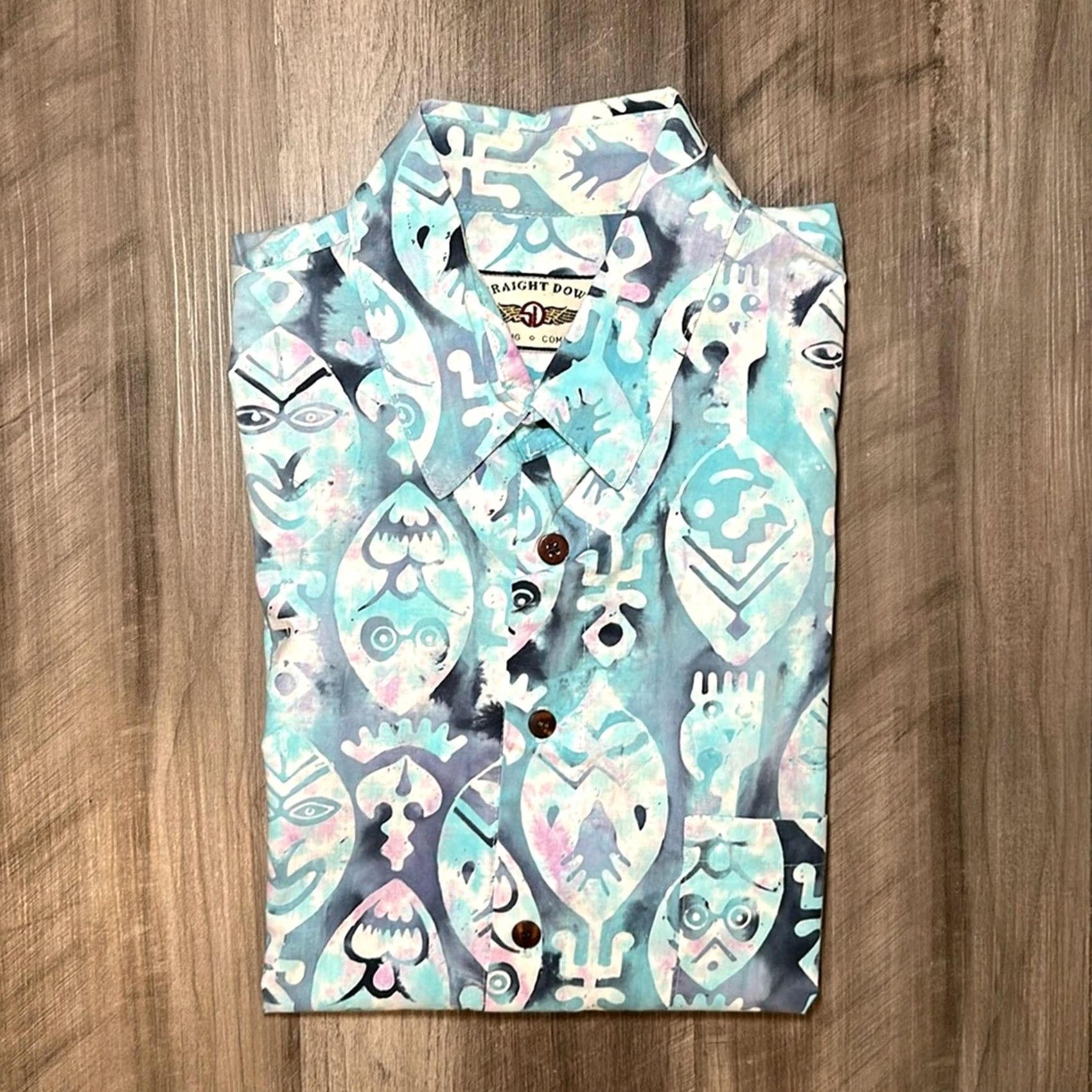 Vintage VINTAGE Straight Down Short Sleeve Button Down XL Men's Blue Cotton 100% Shirt Mens XL Button Down Short Sleeve Blue Vintage 90s Size US 36 / EU 52 - 2 Thumbnail