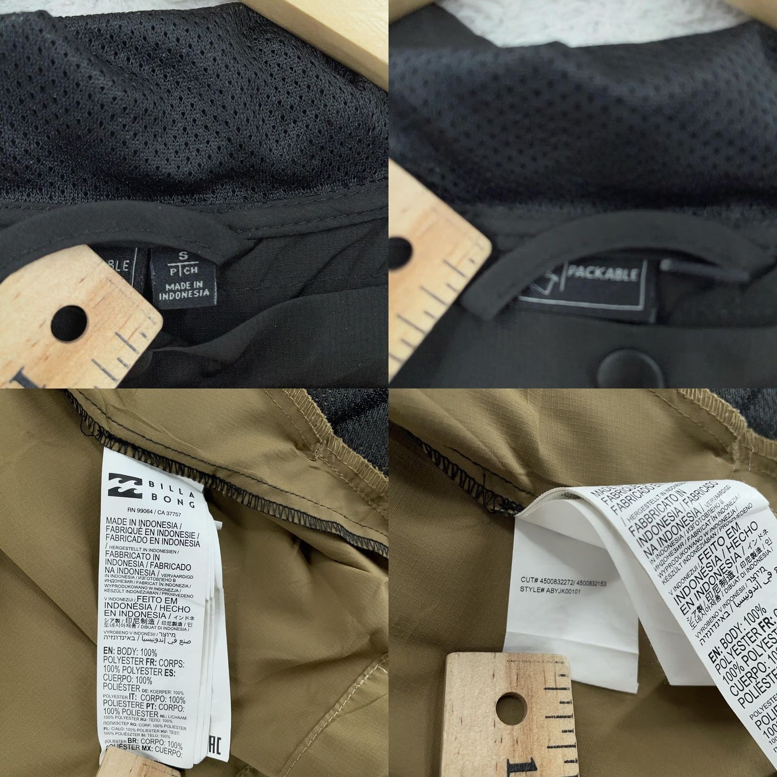 Billabong Billabong Windbreaker Jacket Mens S Black Tan Packable Zip Up Size US S / EU 44-46 / 1 - 8 Thumbnail