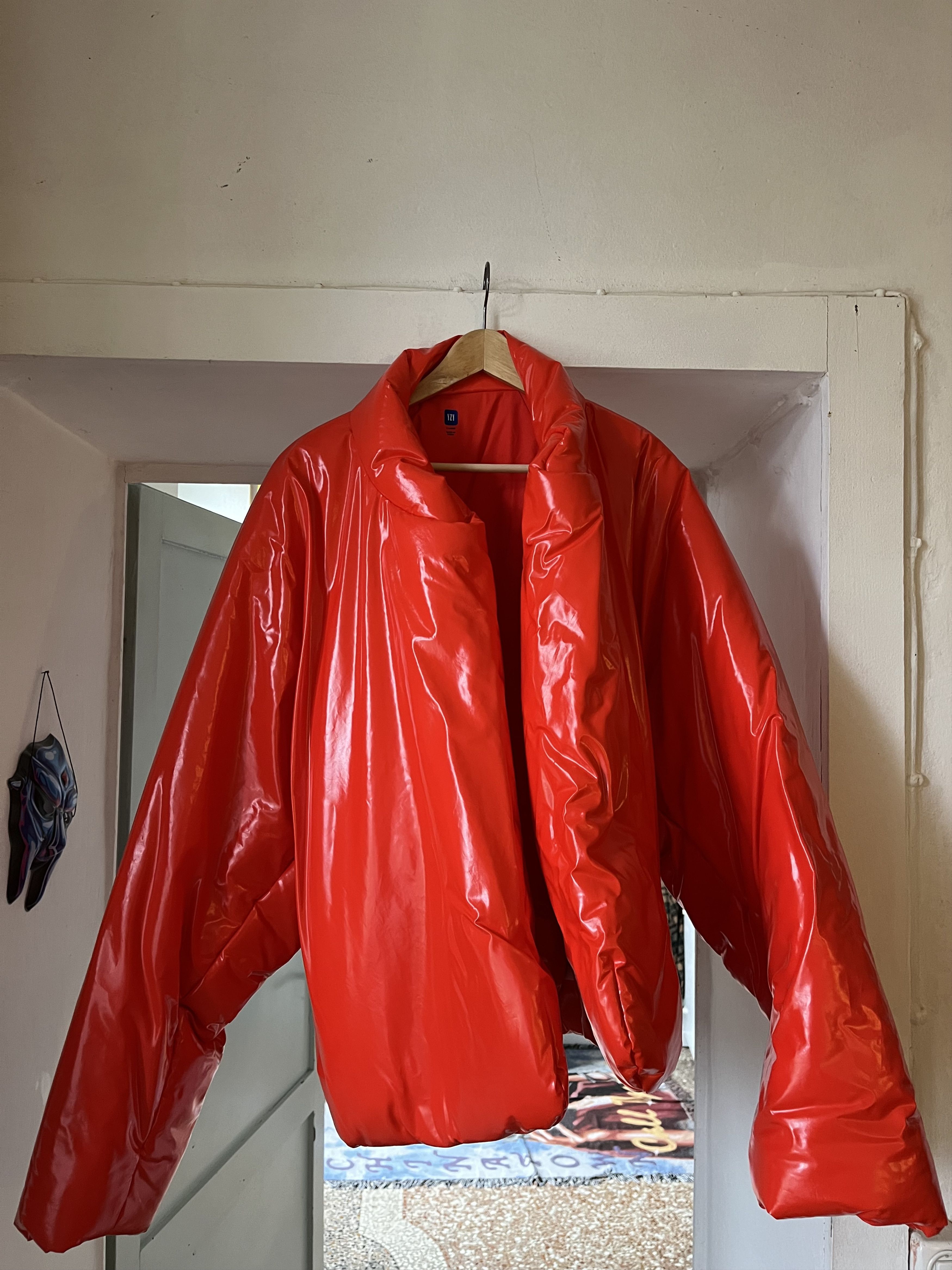 Gap Yeezy gap round jacket red Grailed