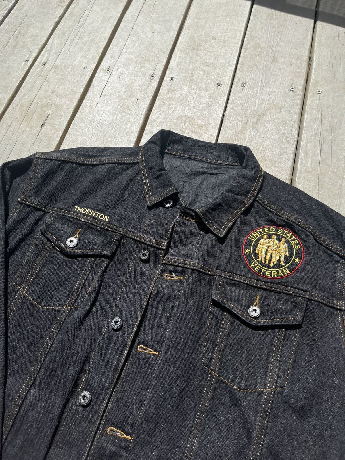 Other Vintage Veteran Denim Jacket Size US XL / EU 56 / 4 - 2 Thumbnail