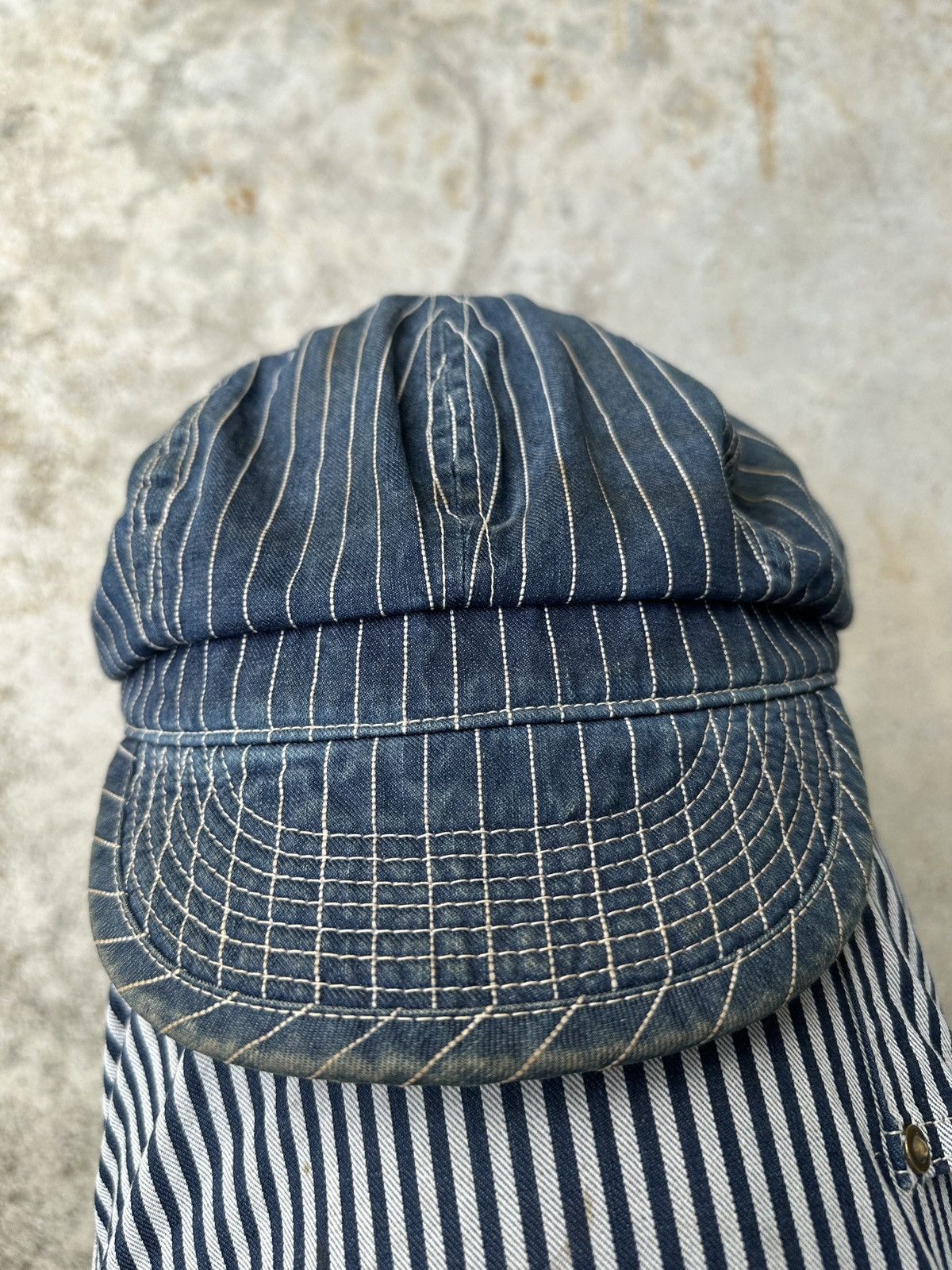 Japanese Brand Pinstripe soft brim newsboy conductor mechanic kountry cap Size ONE SIZE - 3 Thumbnail