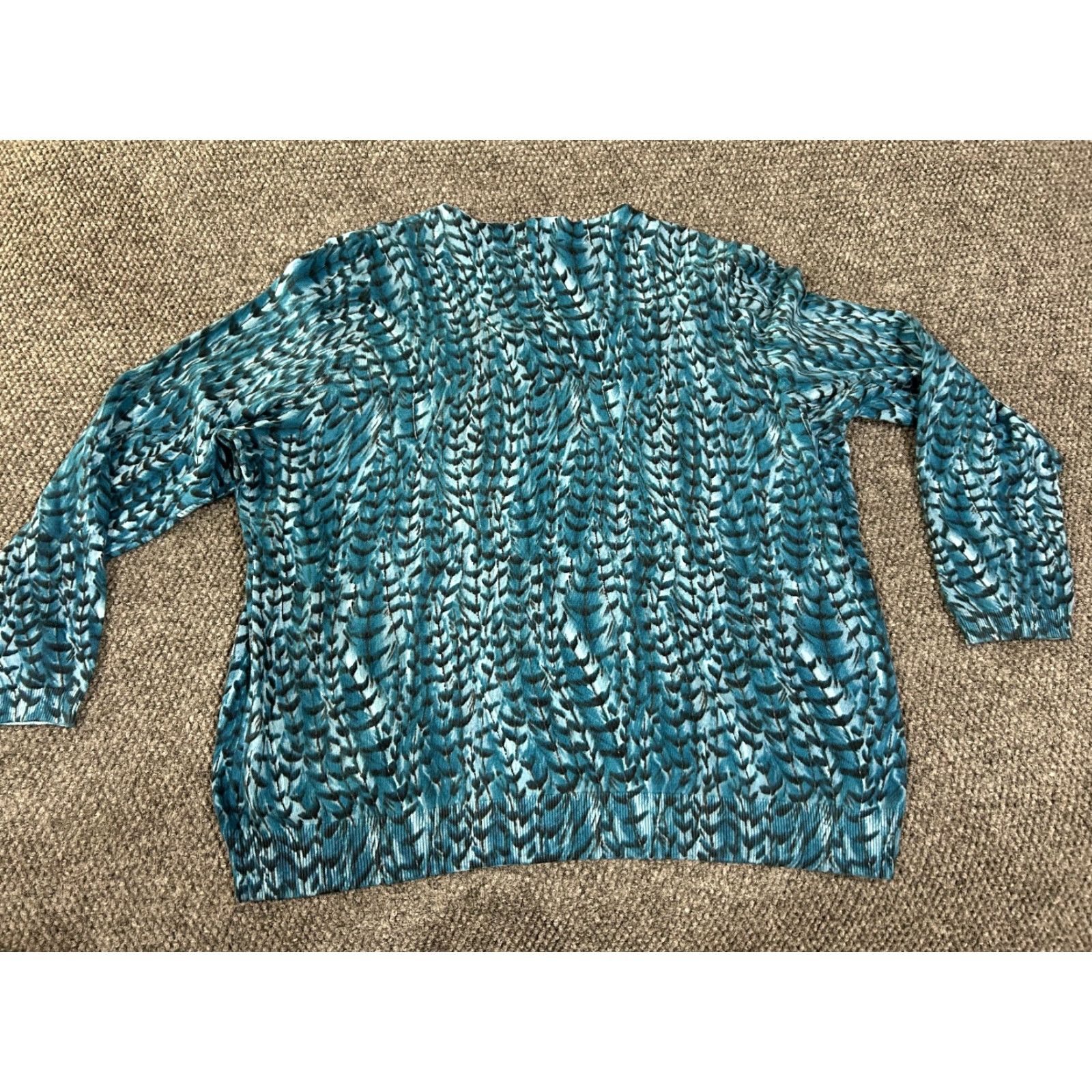 Talbots Talbots Sweater Womens L Blue Knit Long Sleeve Crew Neck Lightweight Geometric Pullover Regular Stretch Case: Casual Size L / US 10 / IT 46 - 6 Thumbnail
