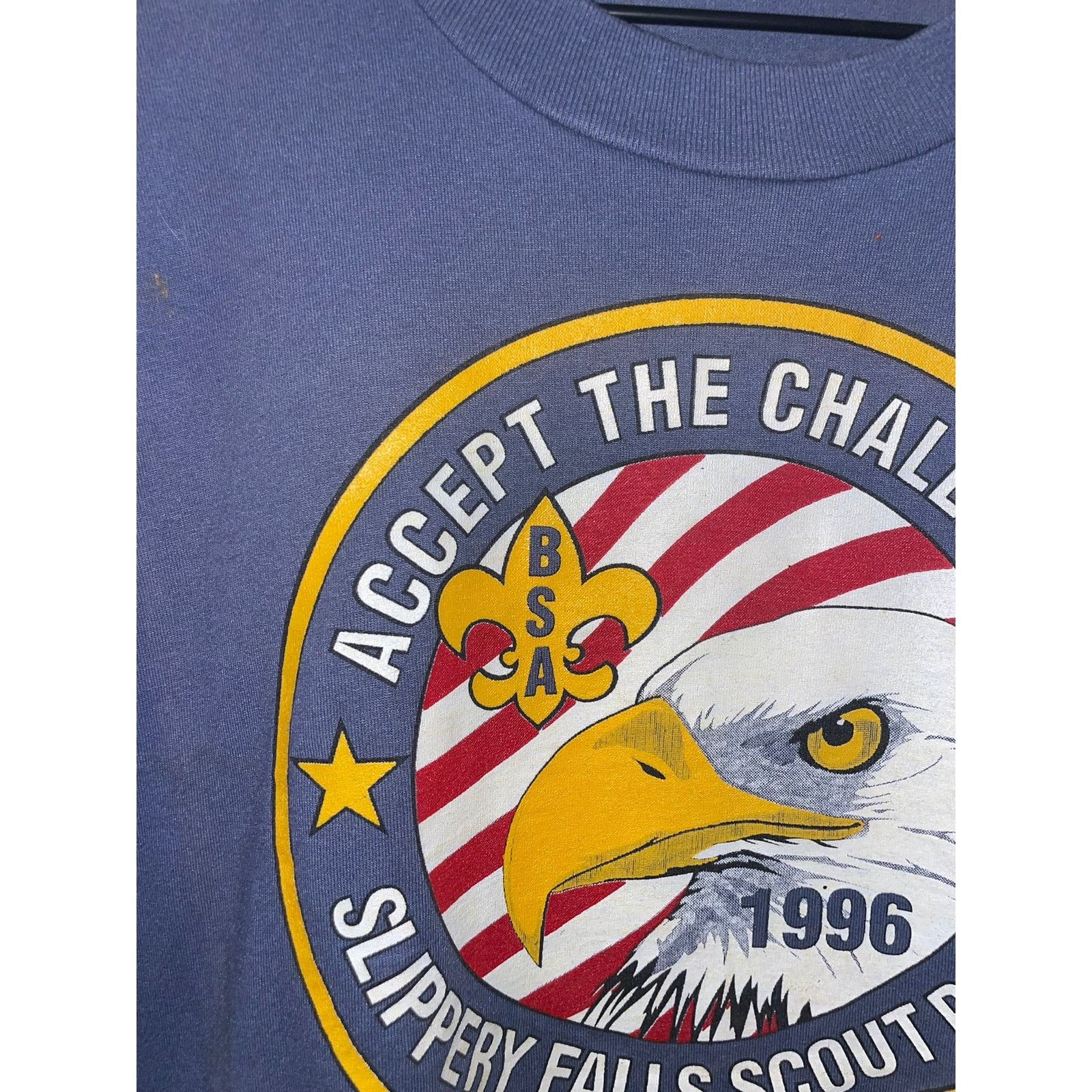 Fruit Of The Loom Vintage Boy Scouts Shirt BSA The Eagle Blue Tee 90s VTG XL Size US XL / EU 56 / 4 - 3 Thumbnail