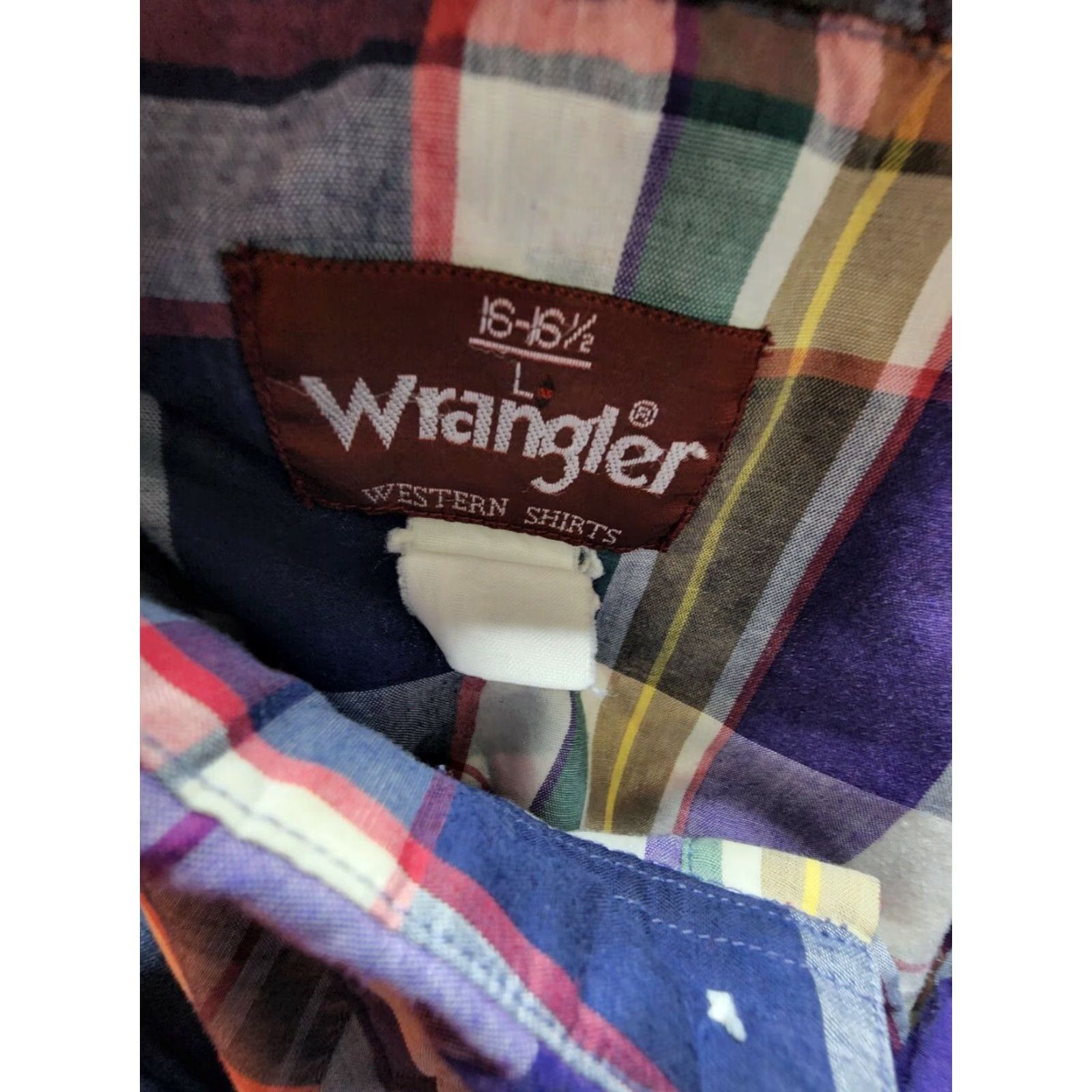 Wrangler Vintage Wrangler Men’s Short Sleeve Plaid Western Shirt Navy Blue 100% Cotton M Size US M / EU 48-50 / 2 - 3 Thumbnail