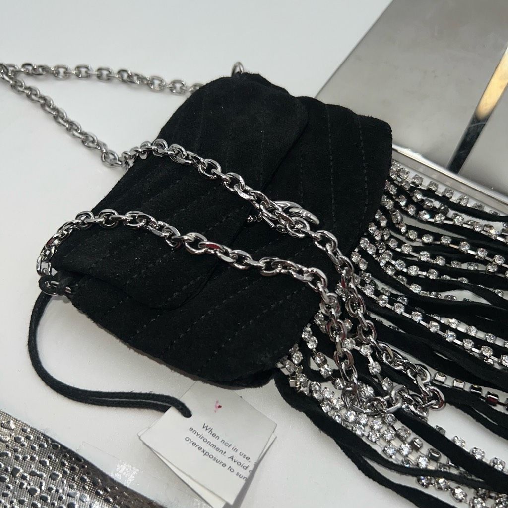 Rebecca Minkoff Rebecca Minkoff Edie Micro Suede Crystal Fringe Crossbody Ba Size ONE SIZE - 9 Thumbnail