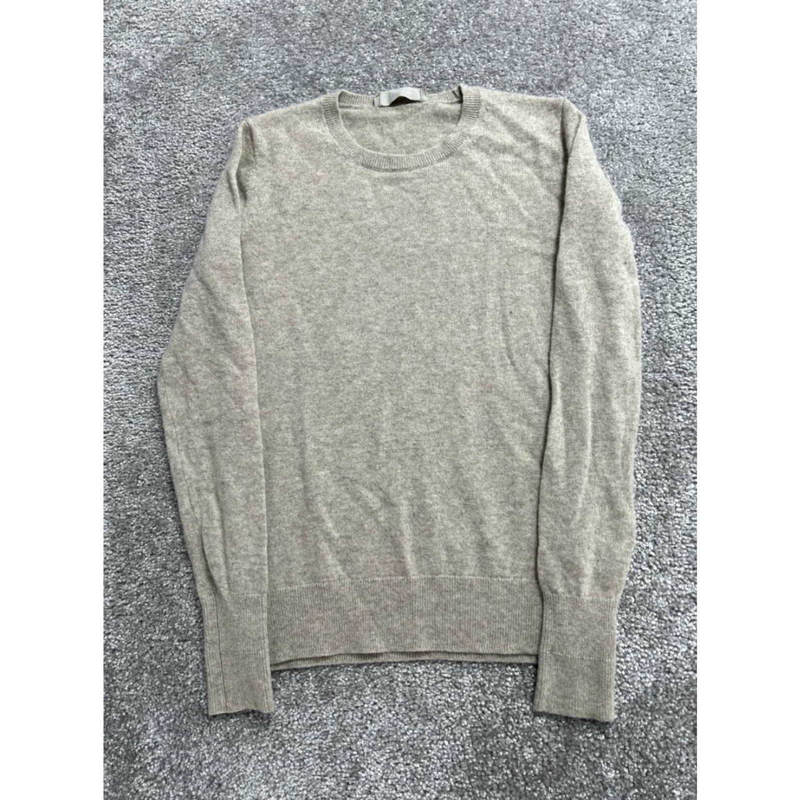 Everlane Everlane The Classic Sweater Womens XXS Beige Cashmere Knit Ribbed Hem Crew Neck Pullover Knit Shirt Mens? Size XXS / US 00 / IT 34 - 2 Thumbnail