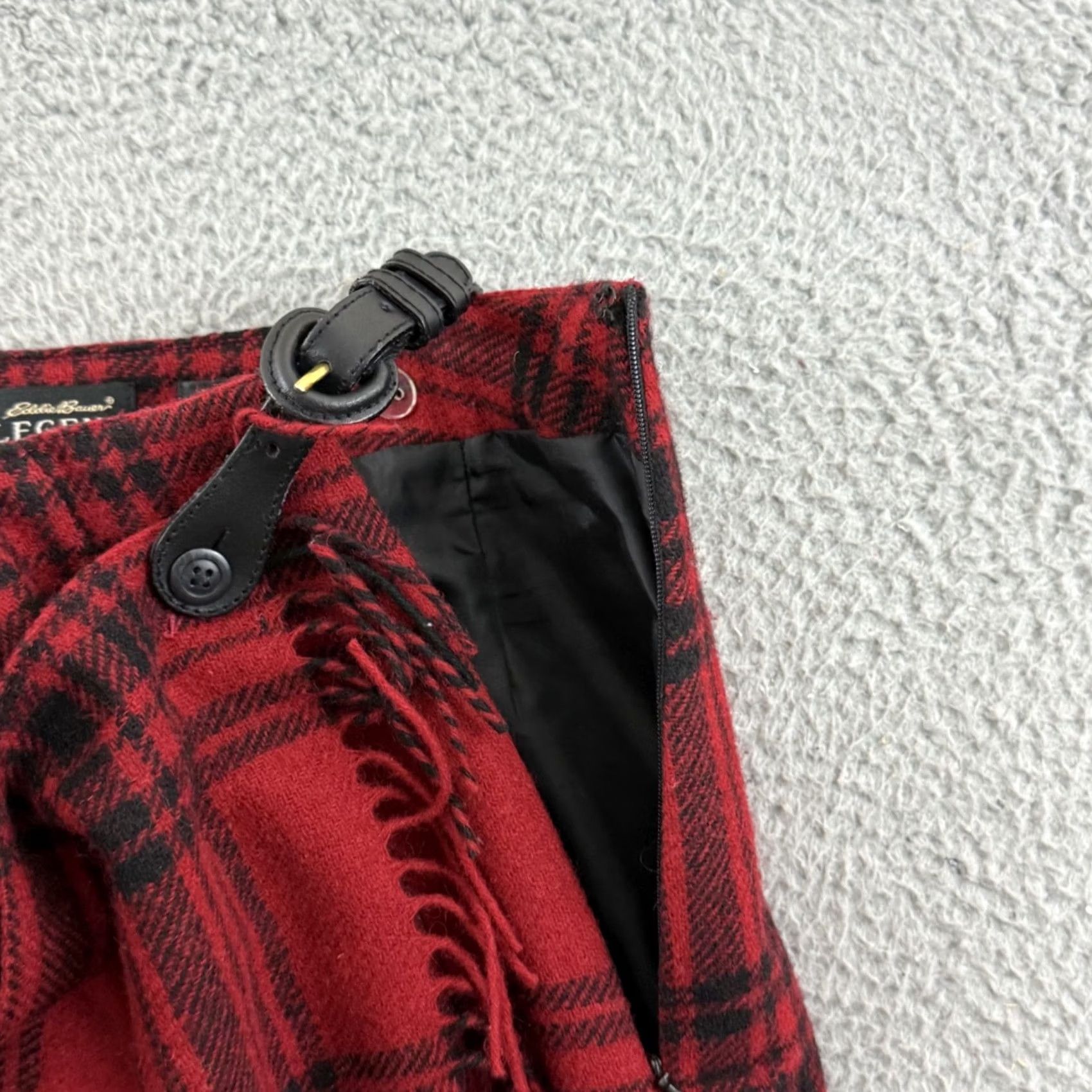 Eddie Bauer VTG Eddie Bauer Skirt Women 14 Wool Plaid Wrap Fringed Red 36" Vintage 80s 90s Grunge Preppy Academia Scotland Womens Size 36" / US 14 / IT 50 - 5 Thumbnail