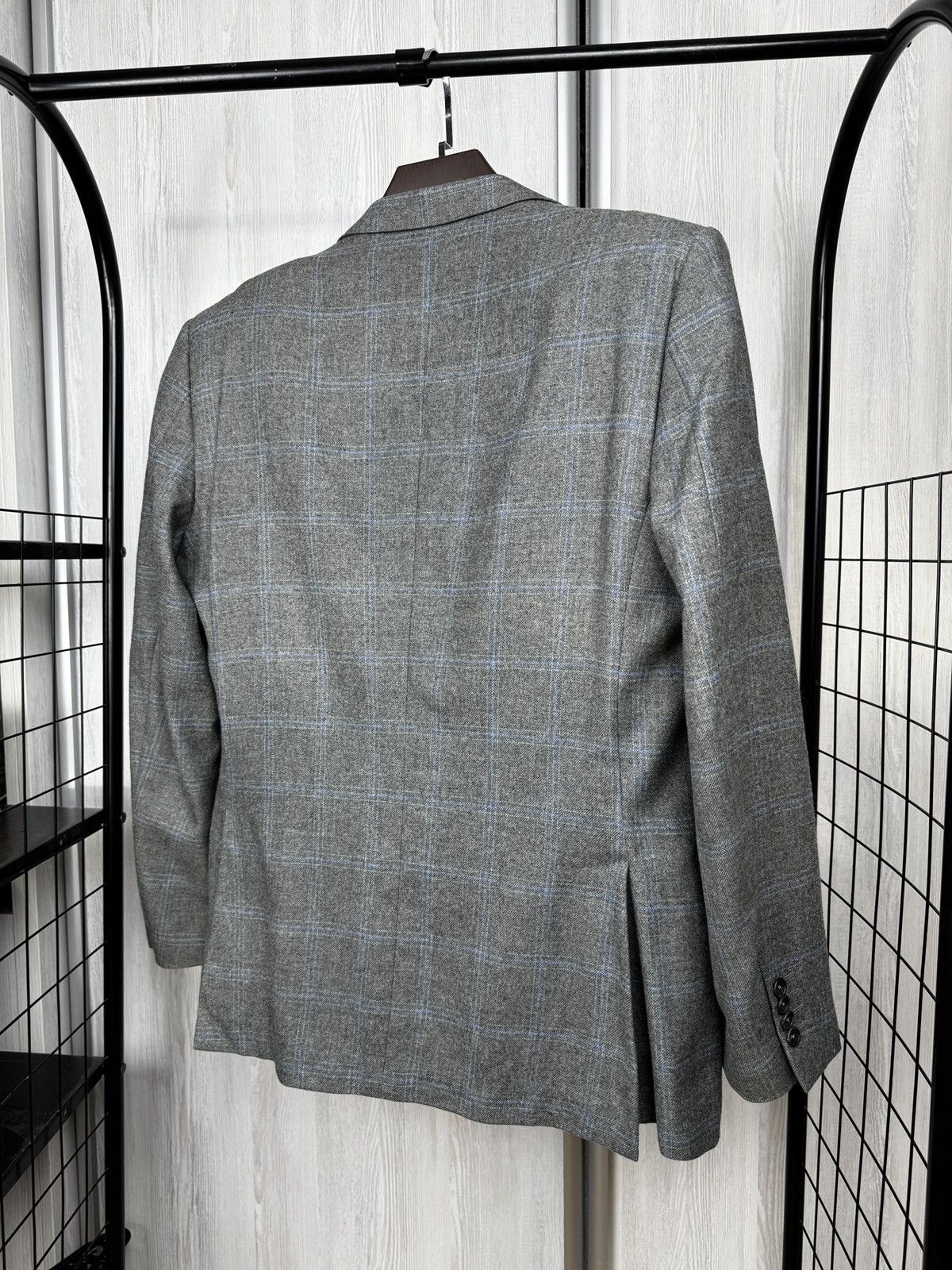 Chester Barrie Chester Barrie Wool cashmere grey checkered unlined blazer Size 44R - 9 Thumbnail