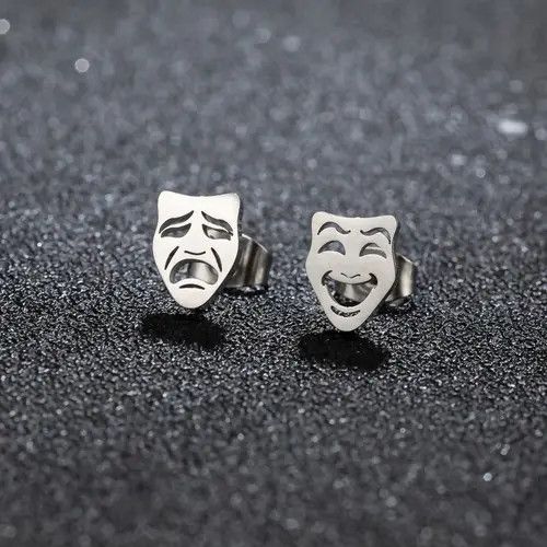 Designer Higuchi x azawa Happy Sad Face Nail Stud Earrings Size ONE SIZE - 1 Thumbnail