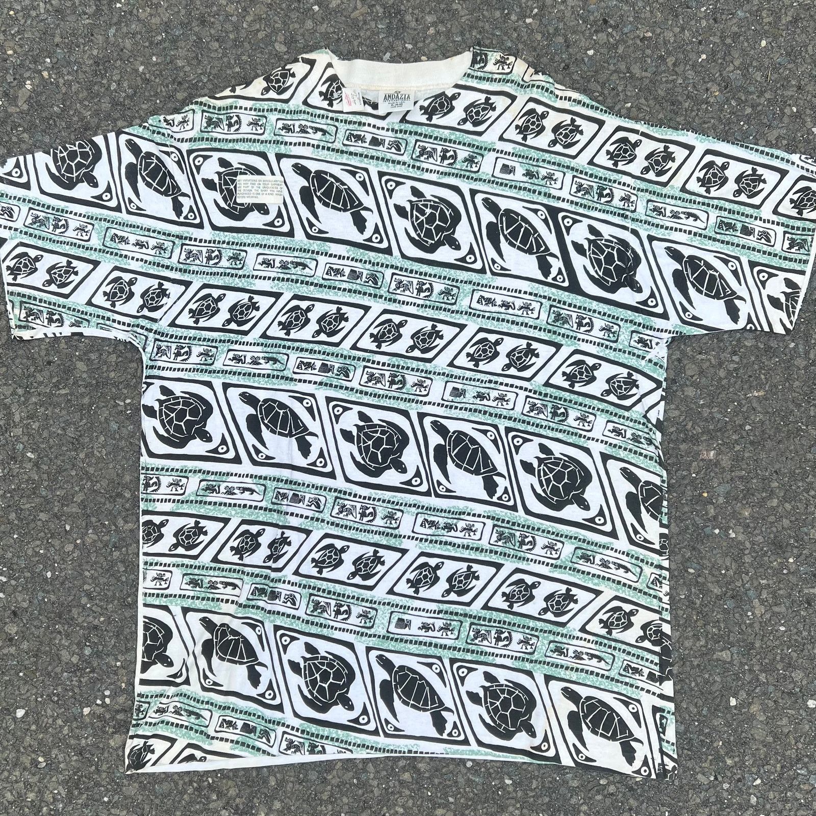 Vintage turtle all over print andazia Escher style art shirt