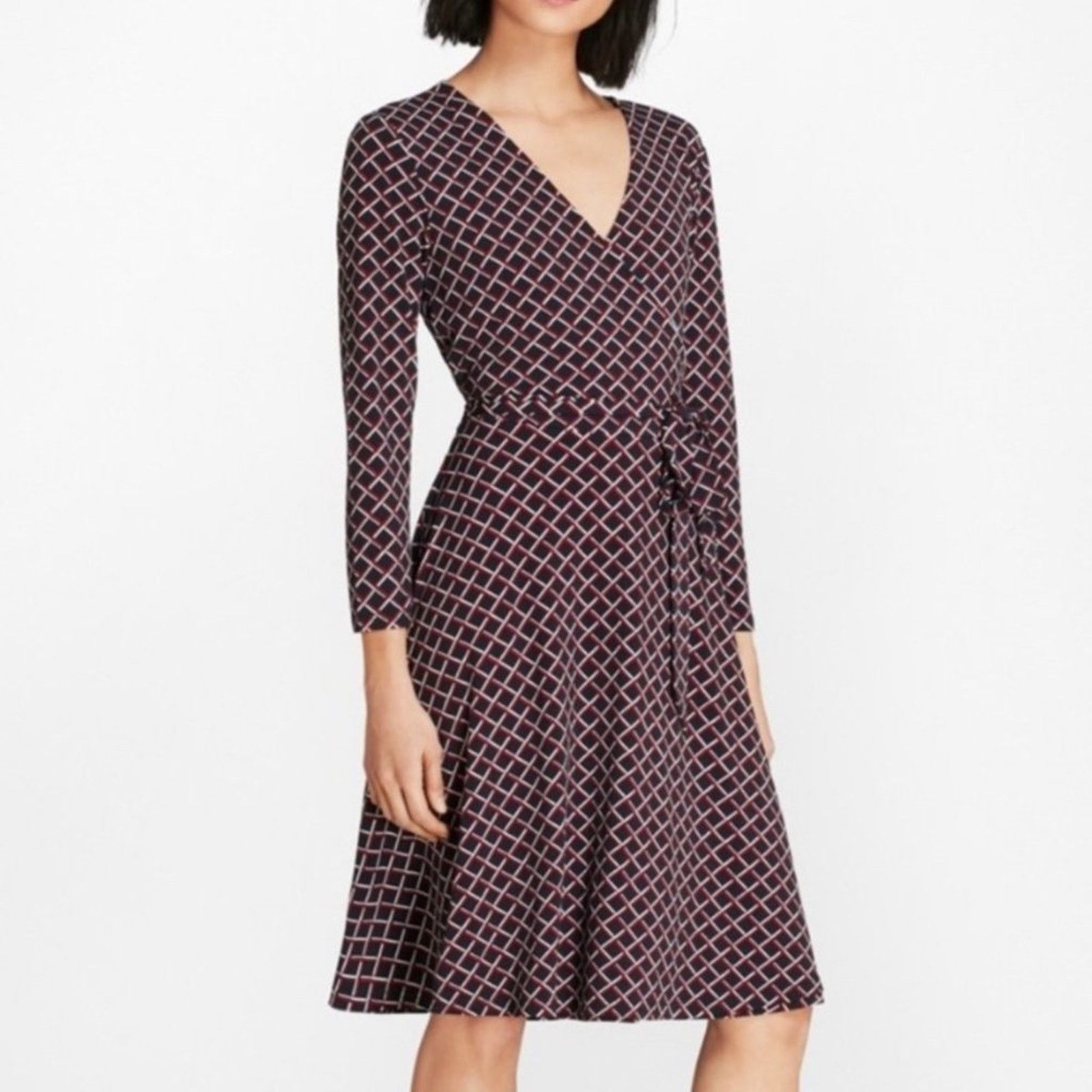 Brooks Brothers Brooks Brothers Red Fleece Navy Diamond Wrap Front Dress Size S / US 4 / IT 40 - 1 Thumbnail