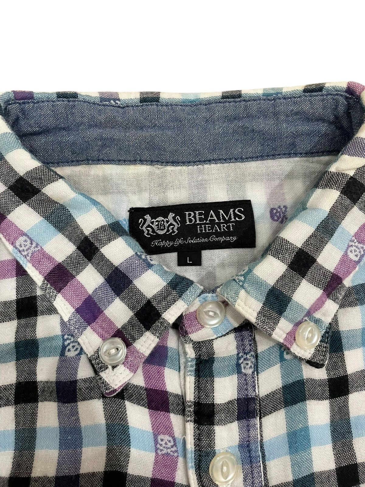 Beams Plus Tax free Beams Heart S/S checkered shirt Japanese Brand Size US L / EU 52-54 / 3 - 3 Thumbnail