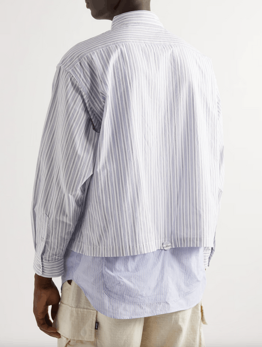 Japanese Brand Comfy Outdoor Garment - Layered Striped Cotton