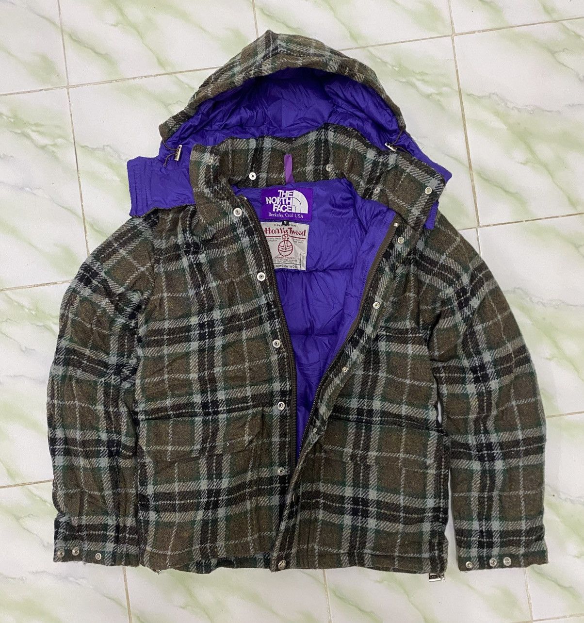 The North Face Purple Label Harris Tweed Plaid Down Jacket