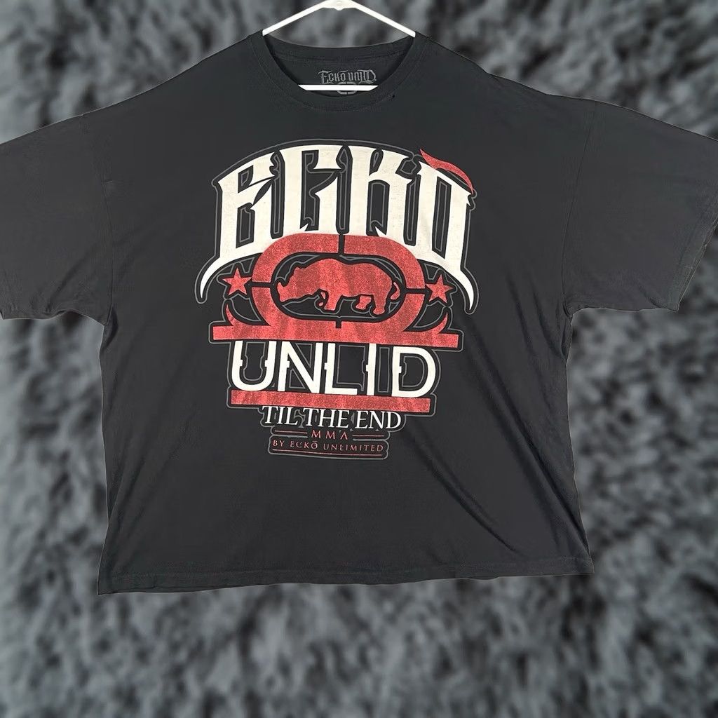 Ecko Unltd. Echo Unltd MMA by Ecko Unlimited Mens 3XL Short Sleeve Graphic Tee Black Red} Size US 39 - 1 Thumbnail