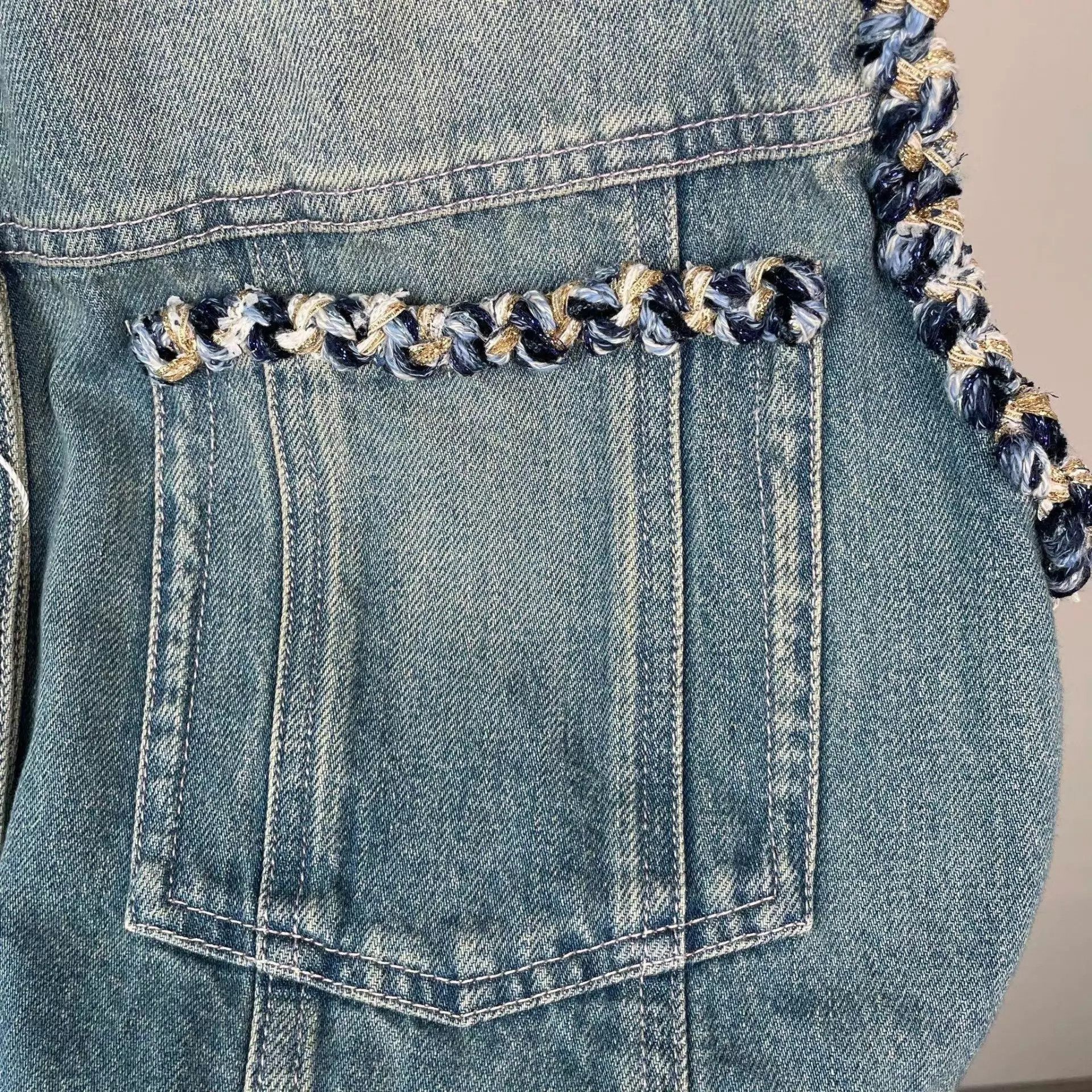 Chanel Chanel Denim Woven Fringe Trim Vest 40 Size M / US 6-8 / IT 42-44 - 9 Thumbnail