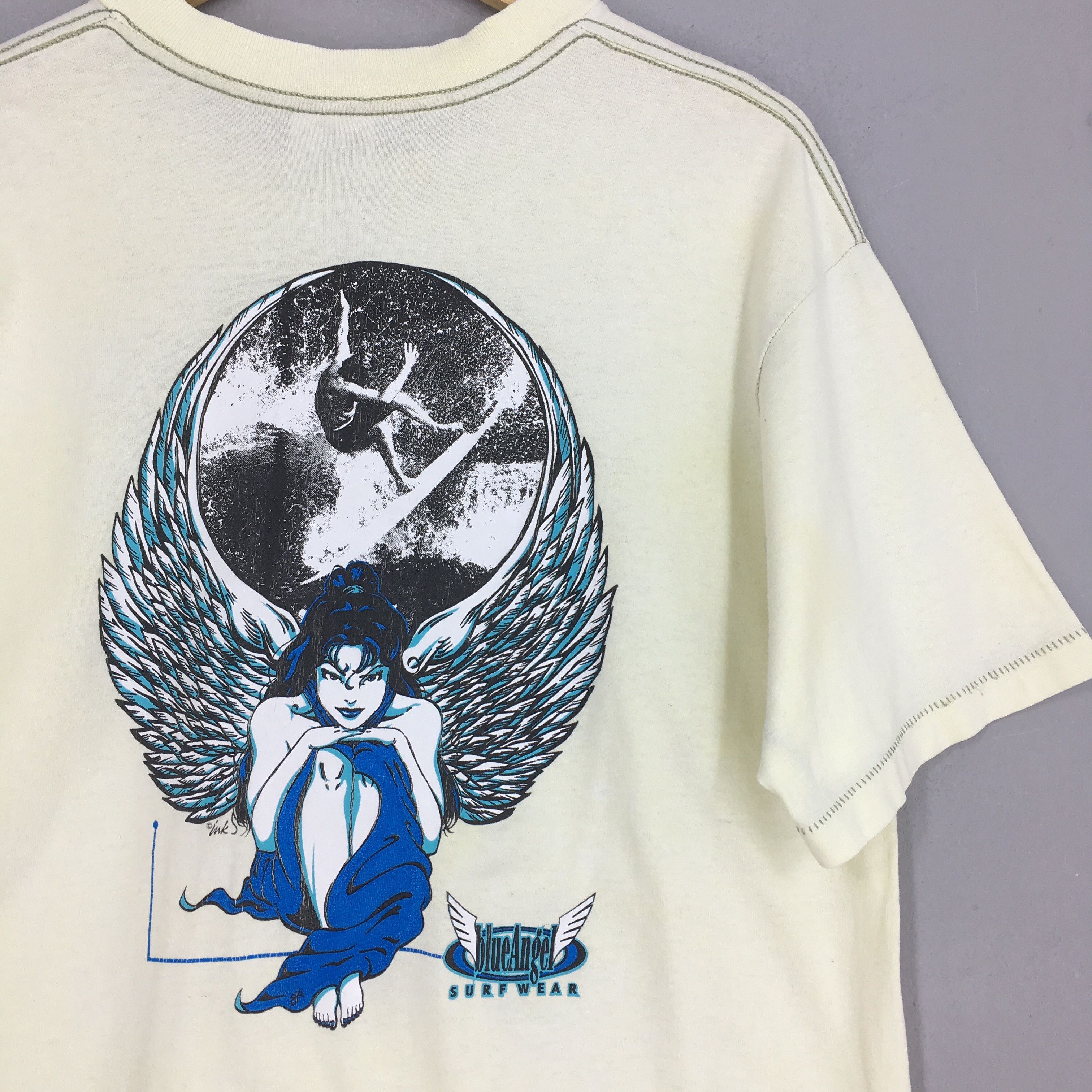 Vintage Vintage Hawaiian High Voltage Blue Angel Surfing Tees Large Size US L / EU 52-54 / 3 - 7 Thumbnail