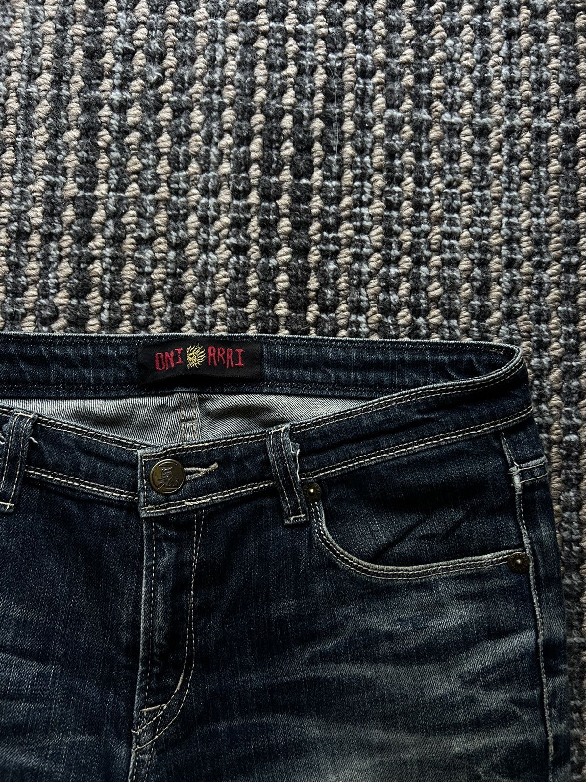 Japanese Brand 00’s Oniarai Vintage Y2K Embroided Demon Jeans Size US 31 - 5 Thumbnail