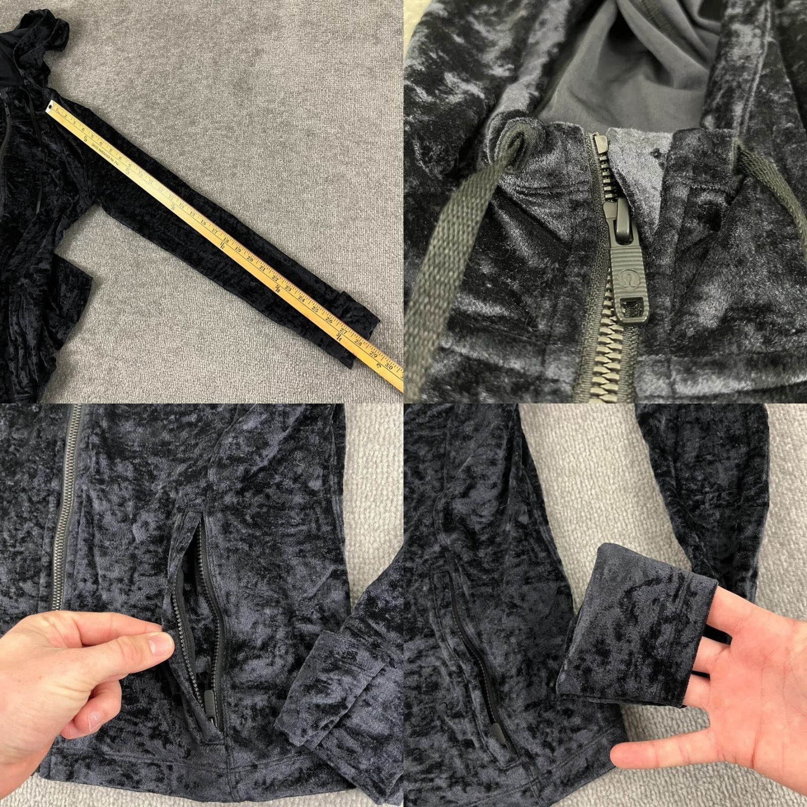 Lululemon LULULEMON Hoodie Womens Size 10 Black Crushed Velvet Full Zip Define Jacket Gym Training Size L / US 10 / IT 46 - 8 Thumbnail