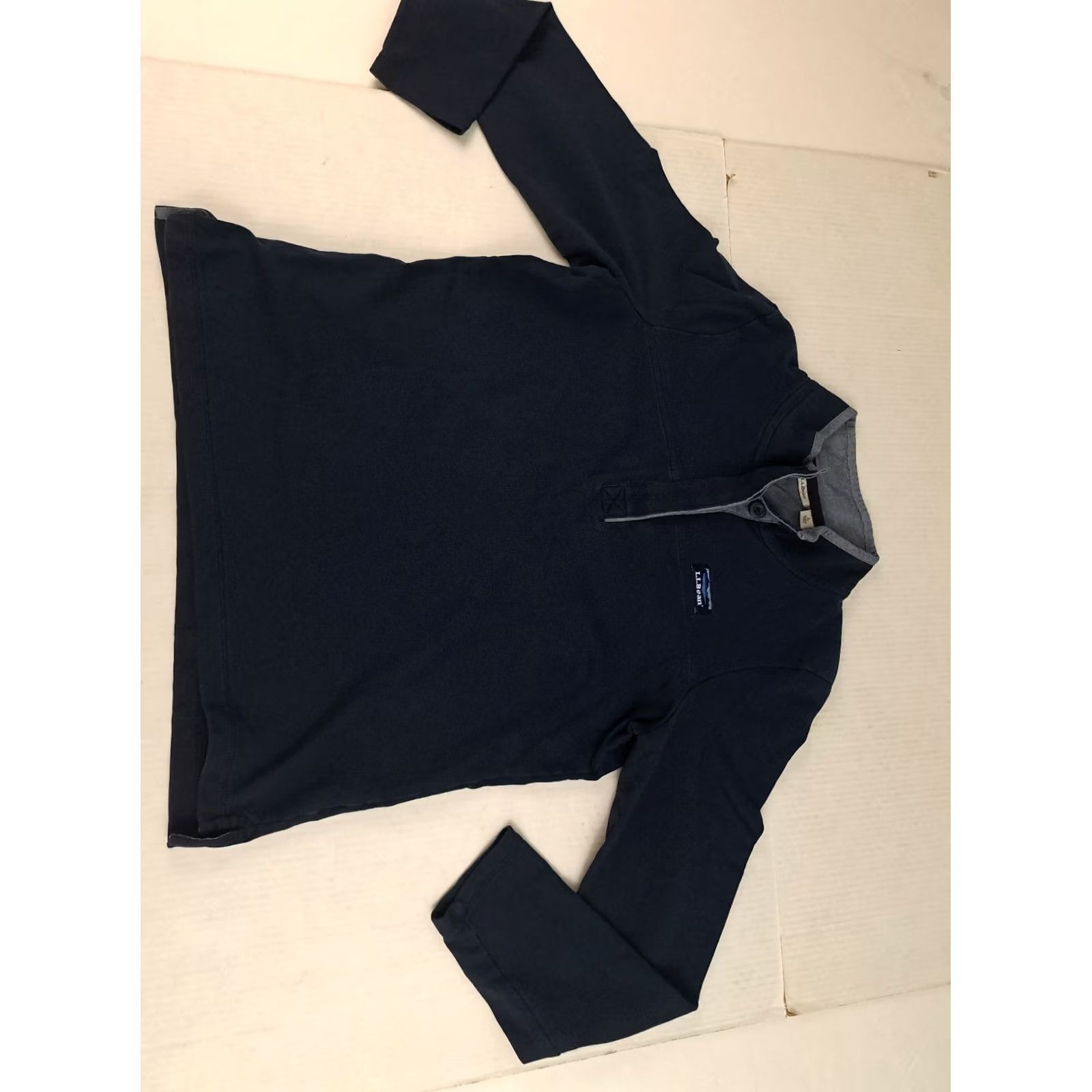 Vintage VINTAGE L.L. Bean 1/4 Zip Sweater Navy Blue Cotton Fleece Long Sleeve Large Unisex Adults Size US L / EU 52-54 / 3 - 3 Thumbnail