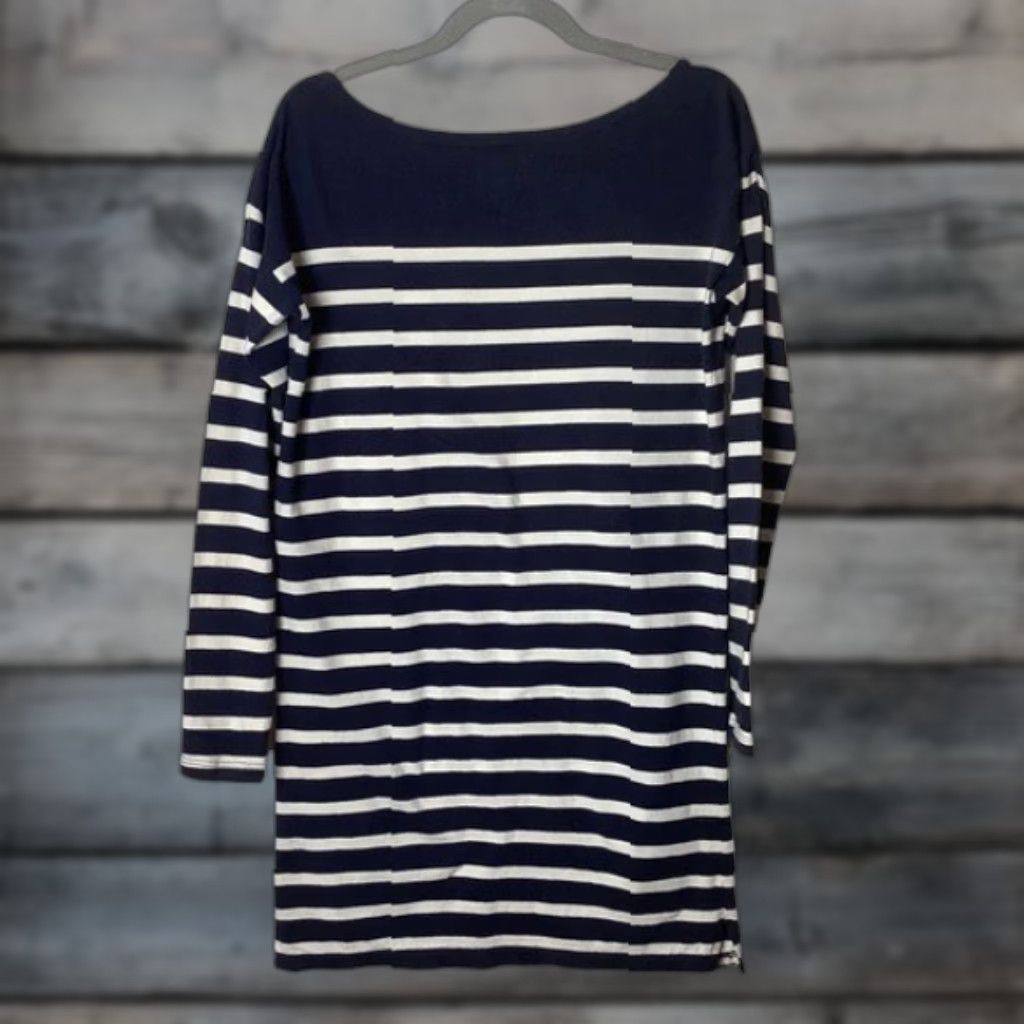 Vintage Denim & Supply Ralph Lauren Denim & Supply Long Sleeve T-Shirt Dress Tunic Womens S Navy White Striped Crew Neck Knee Length Casual Modern 100% Cotton Size S / US 4 / IT 40 - 1 Thumbnail