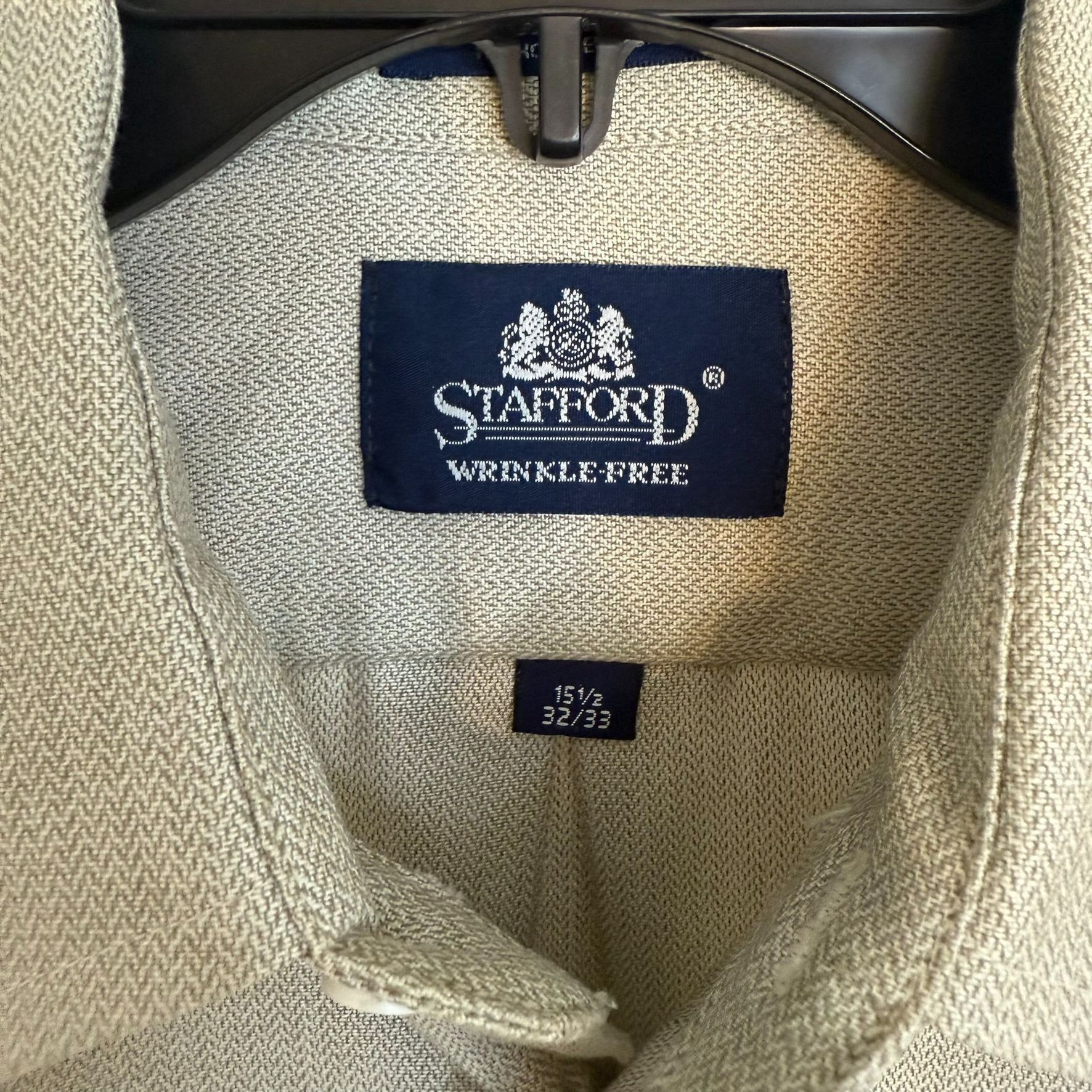 Stafford Stafford Vintage Mens Wrinkle-Free Beige Button-Down Dress S Size US L / EU 52-54 / 3 - 4 Thumbnail