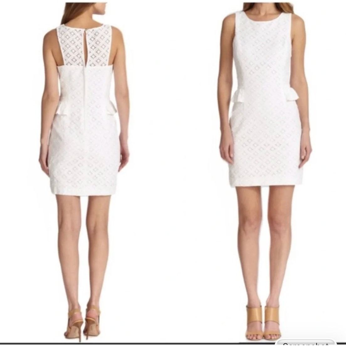Lilly Pulitzer Lilly Pulitzer White Lace Abby Peplum Sheath Dress, 2 Size XS / US 0-2 / IT 36-38 - 2 Thumbnail