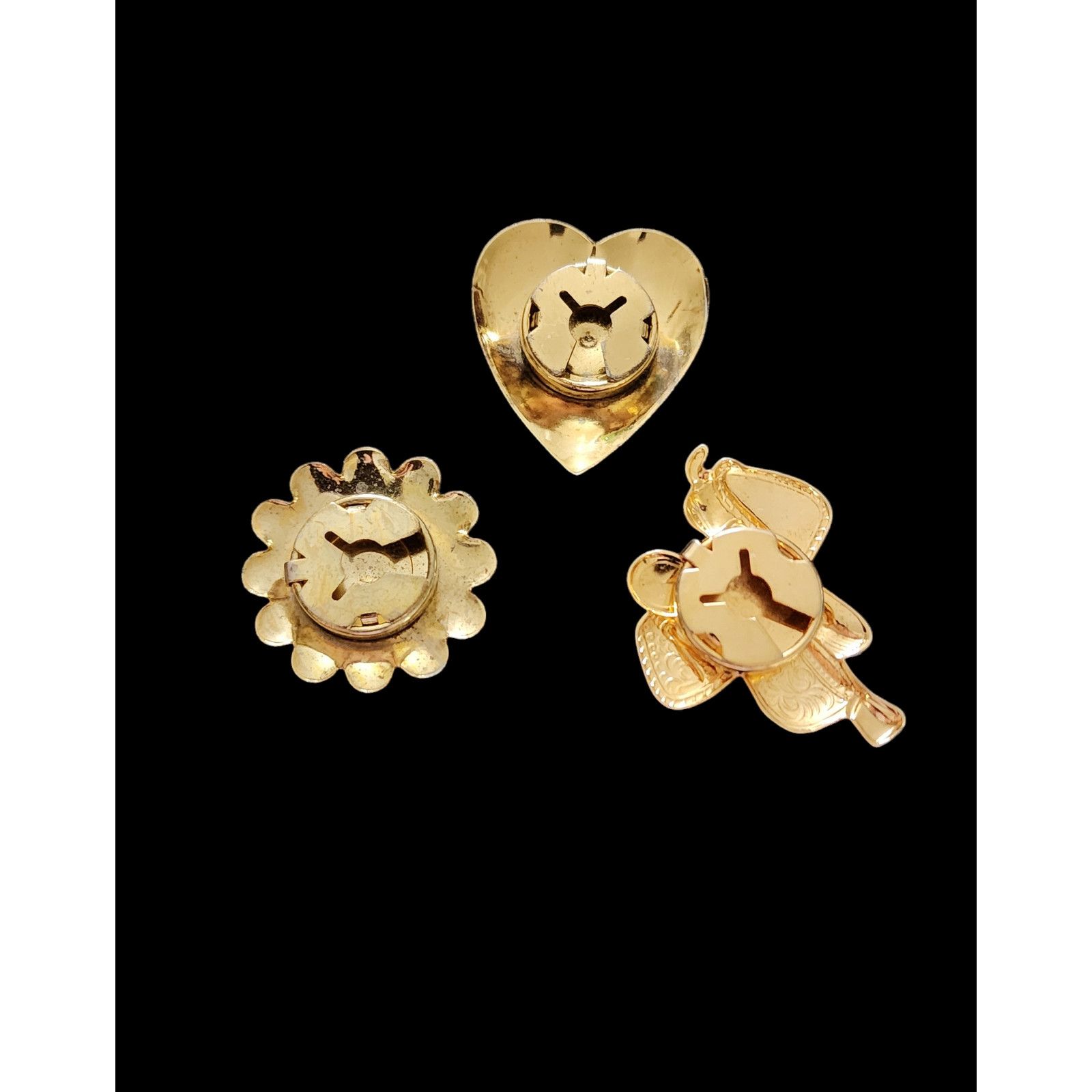 Other Vintage button covers gold tone saddle, heart, and sun Size ONE SIZE - 2 Thumbnail