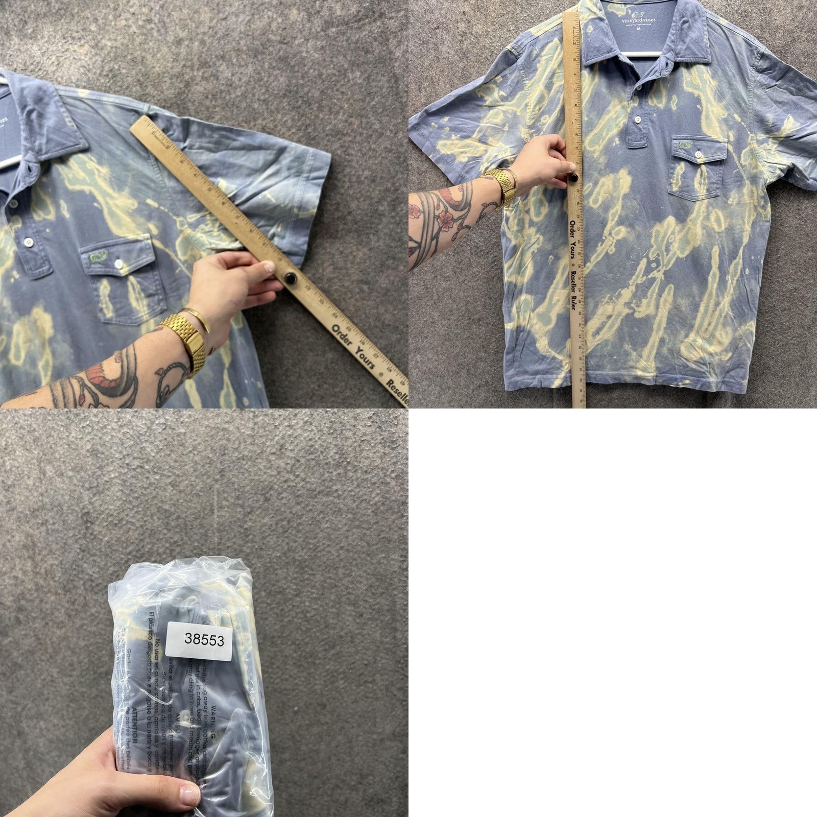 Vineyard Vines Vineyard Vines Polo Shirt Mens M Blue Pima Cotton Bleach Tie Dye Batik Jersey Short Sleeve Polo Mens Size US M / EU 48-50 / 2 - 8 Thumbnail