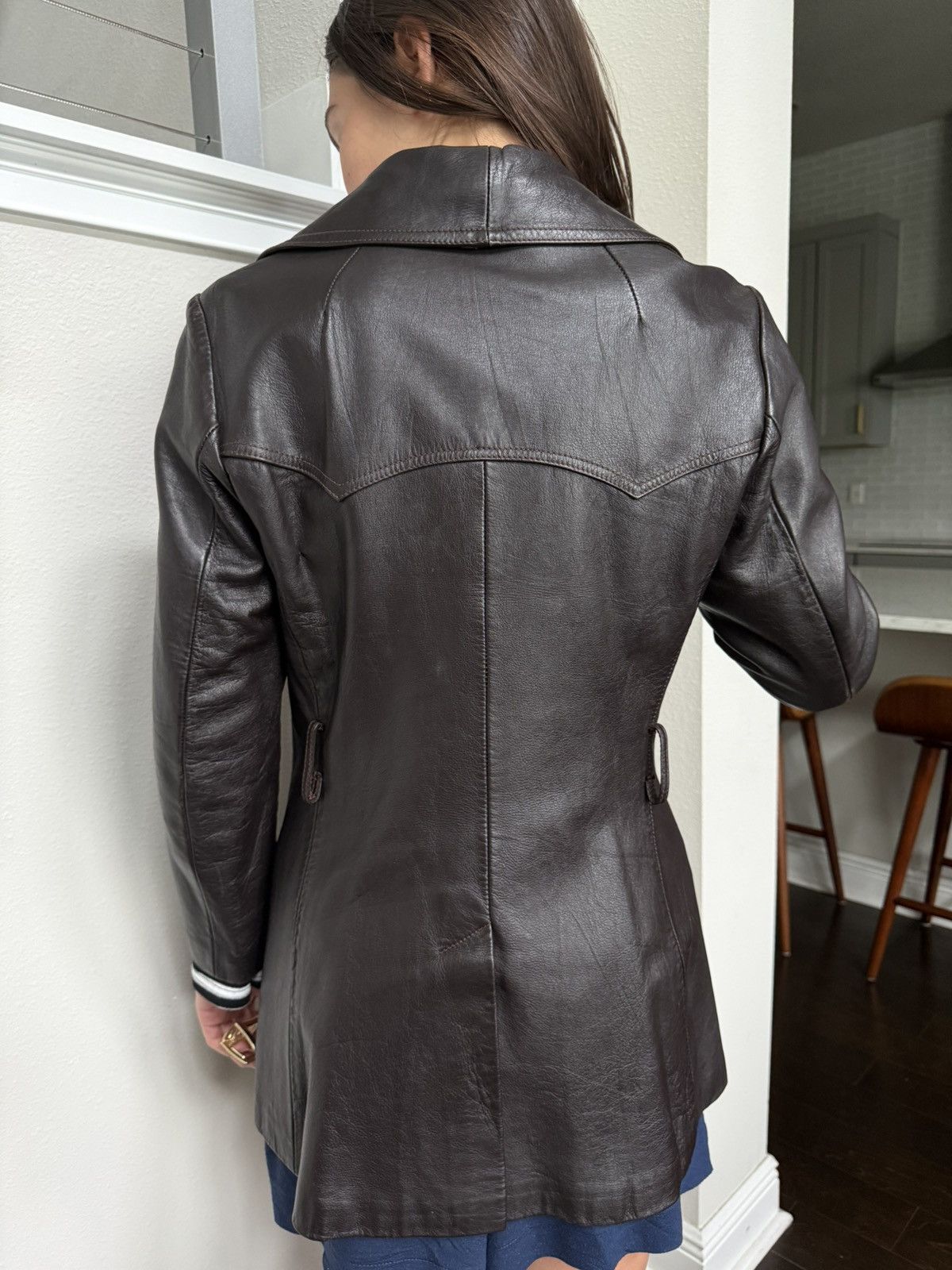 Other 1970s Made in England Brown Leather Coat GABEV Original Size S / US 4 / IT 40 - 2 Thumbnail