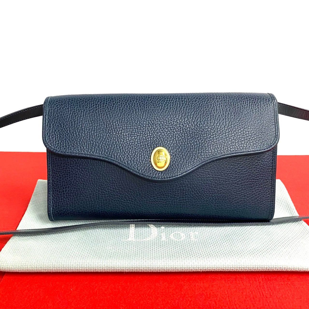 Dior Dior Shoulder Bag Navy Leather Size ONE SIZE - 1 Thumbnail