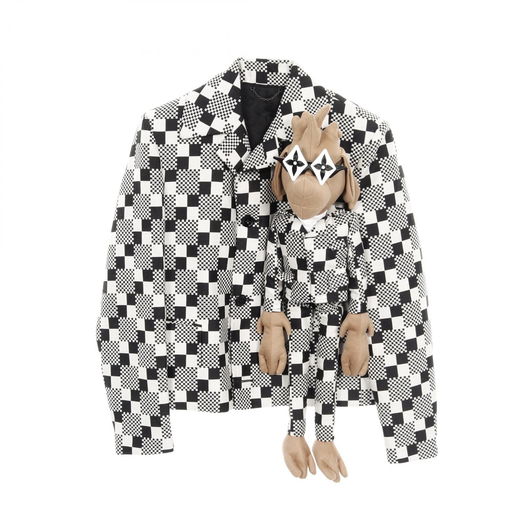 Louis Vuitton Louis Vuitton Louis Vuitton LV Friend Dog Puppet Damier Wool Jacket Textile Outerwear DUTY FREE for USA Size ONE SIZE - 1 Thumbnail