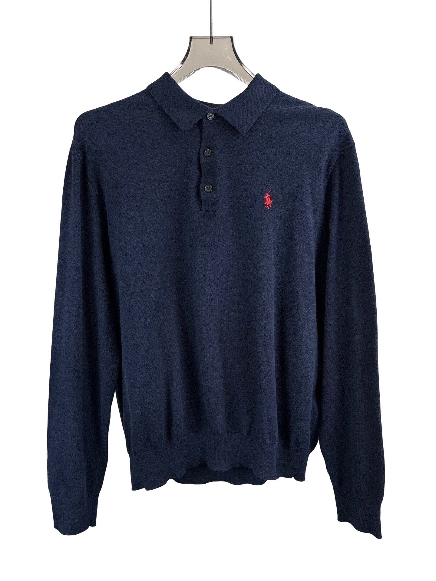 Ralph Lauren Ralph Lauren Navy Knit Long Sleeve Polo L Size US L / EU 52-54 / 3 - 1 Thumbnail