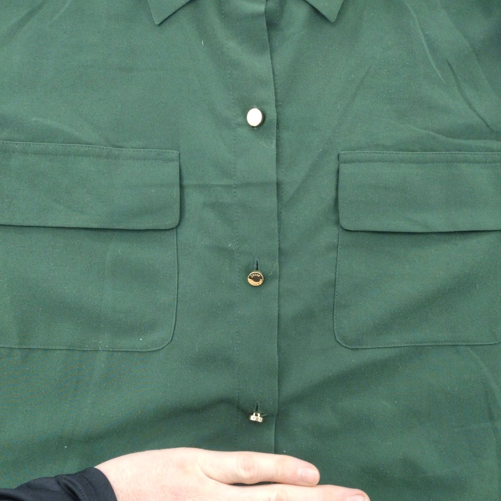 Juicy Couture Juicy Couture Blouse Women's Blouse4 Button Up Collared Green Juniper Green Long Sleeve Classic Size 4 XS? Size S / US 4 / IT 40 - 3 Thumbnail
