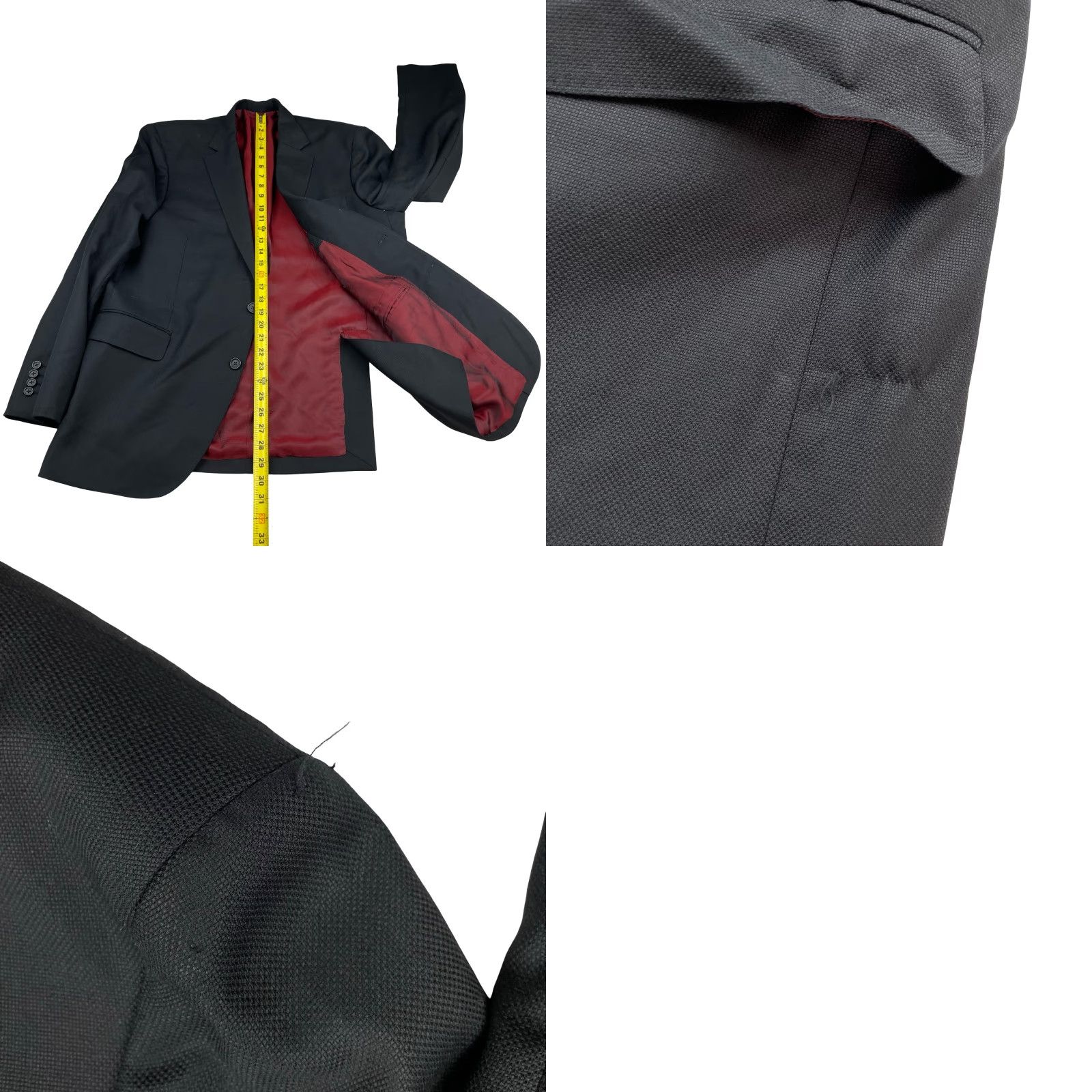 Vintage Elevee Men's Blazer Jacket 44R 100% Wool 2-Button Black Bespoke Size 44R - 9 Thumbnail