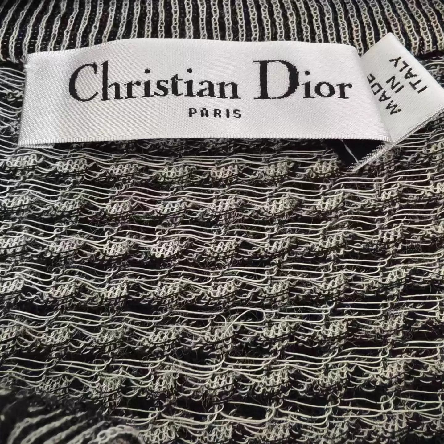 Dior DIOR Houndstooth Bow Collar Short-Sleeve Knit Top 34/99 Size XS / US 0-2 / IT 36-38 - 3 Thumbnail