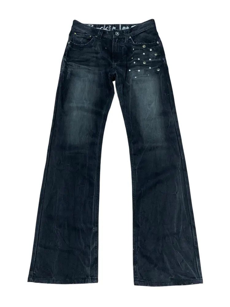 14th Addiction Crazy Flare denim washed black studded Maru rocky jeans Size US 30 / EU 46 - 2 Thumbnail
