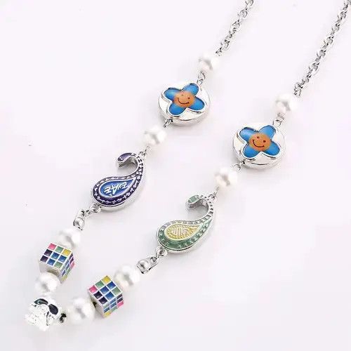 Handmade × Jewelry × Vintage Cross Wild Round Bead Skull Necklace Size ONE SIZE - 4 Thumbnail