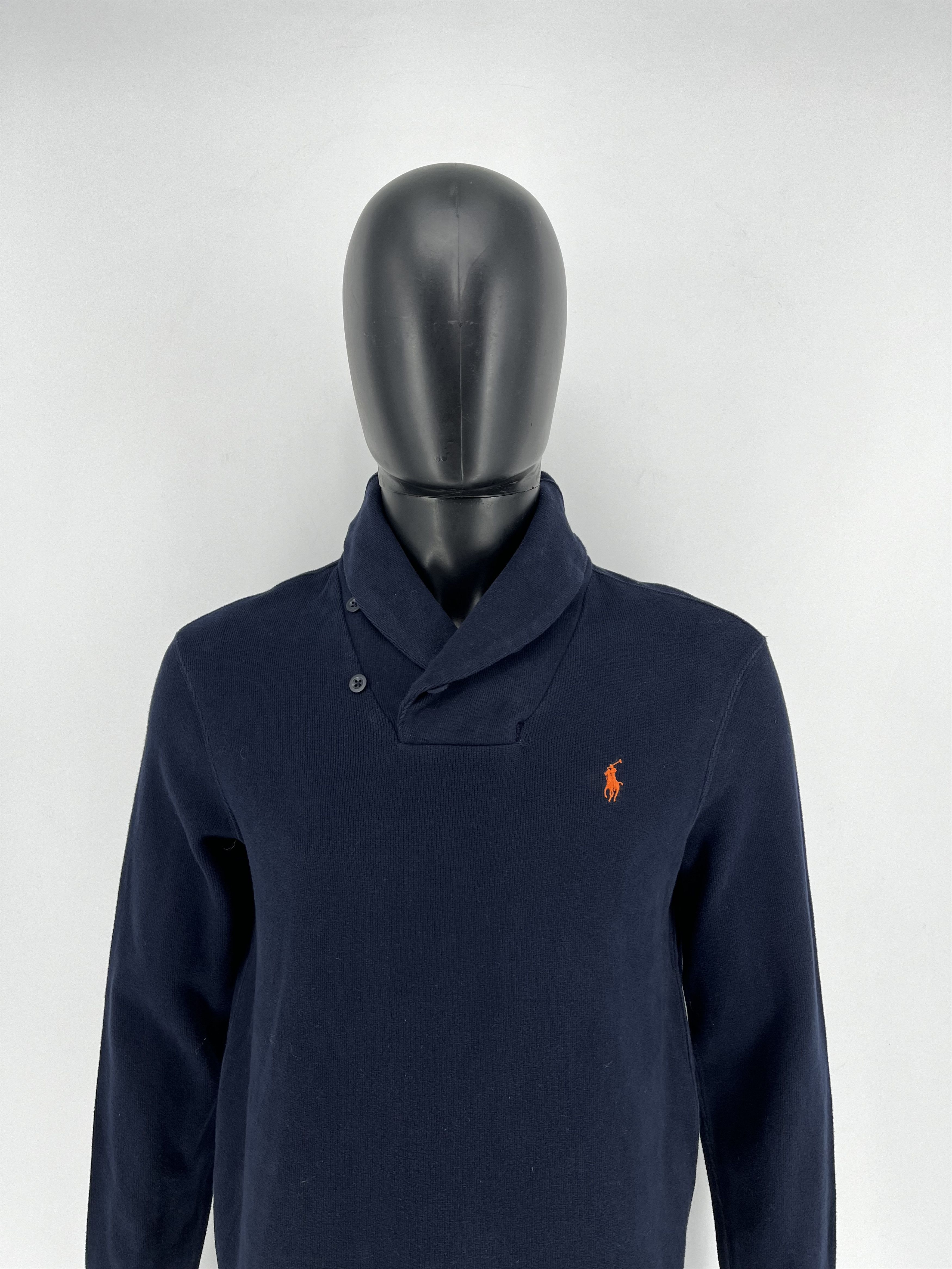 Polo Ralph Lauren × Ralph Lauren × Vintage Retro Polo Ralph Lauren Blue Shawl Collar Sweatshirt Size US M / EU 48-50 / 2 - 1 Thumbnail