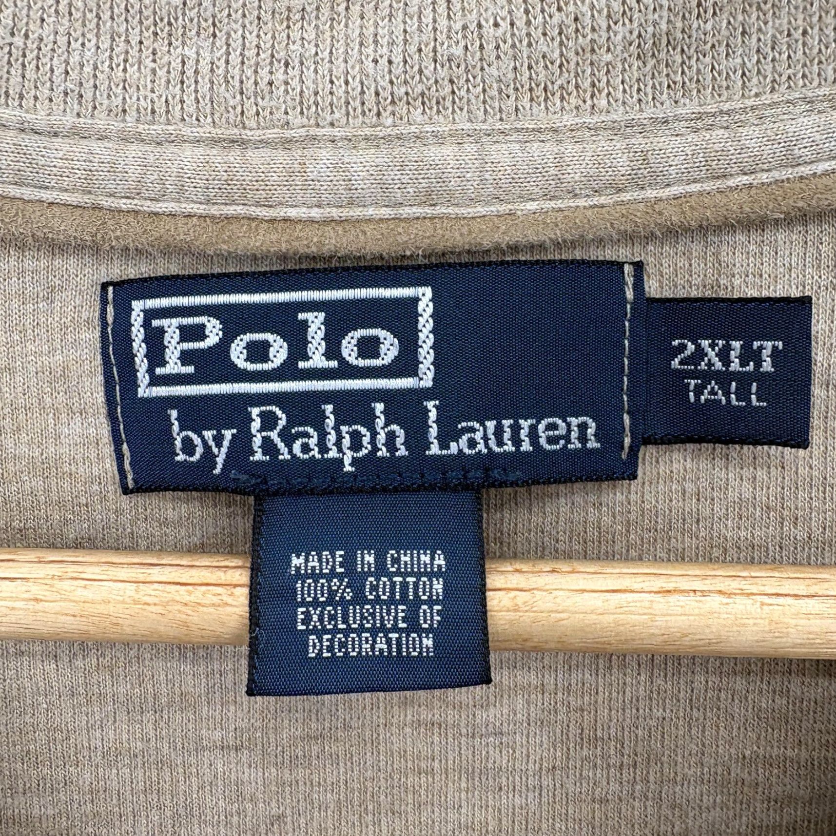Polo Ralph Lauren VINTAGE Polo Ralph Lauren Sweater Mens 2XLT Beige Cotton 1/4 Zip Mock Neck Pullover Size US XXL / EU 58 / 5 - 4 Thumbnail