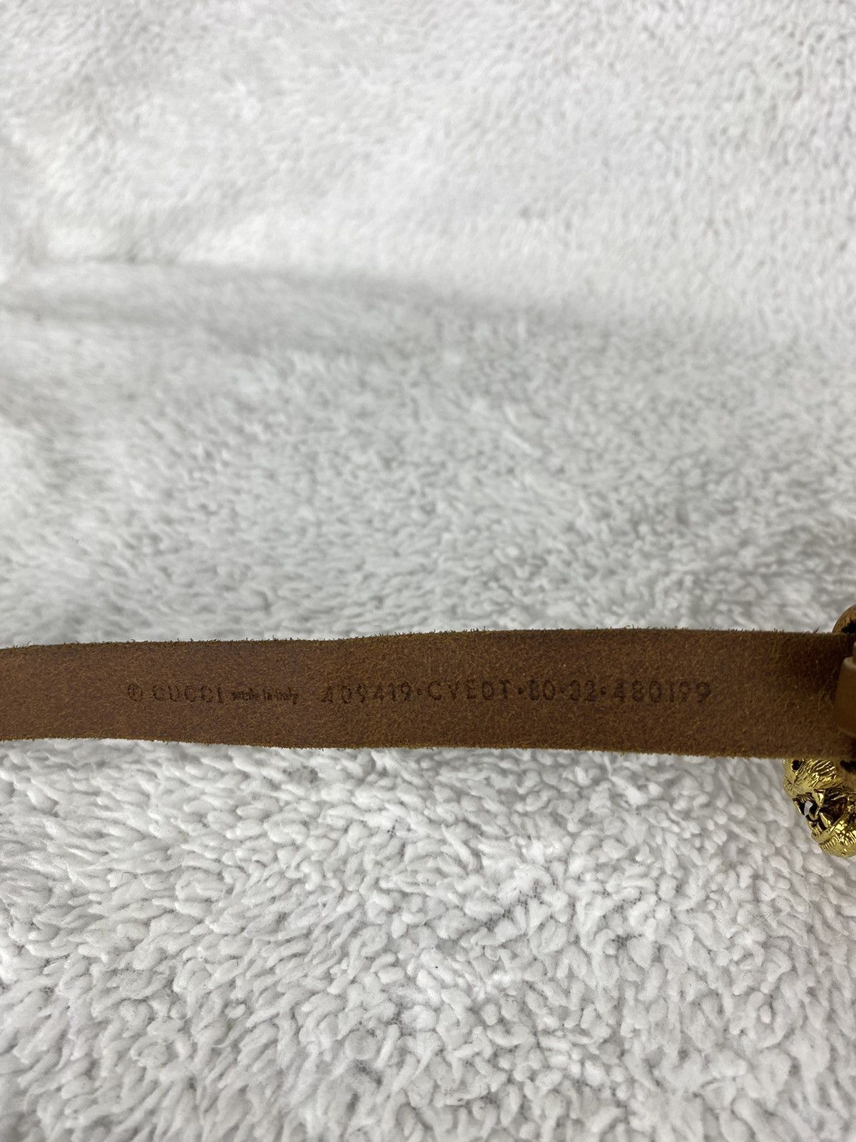 Gucci Authentic GUCCI Tiger Head / Feline Thin Brown Leather Belt Size 32 - 7 Thumbnail