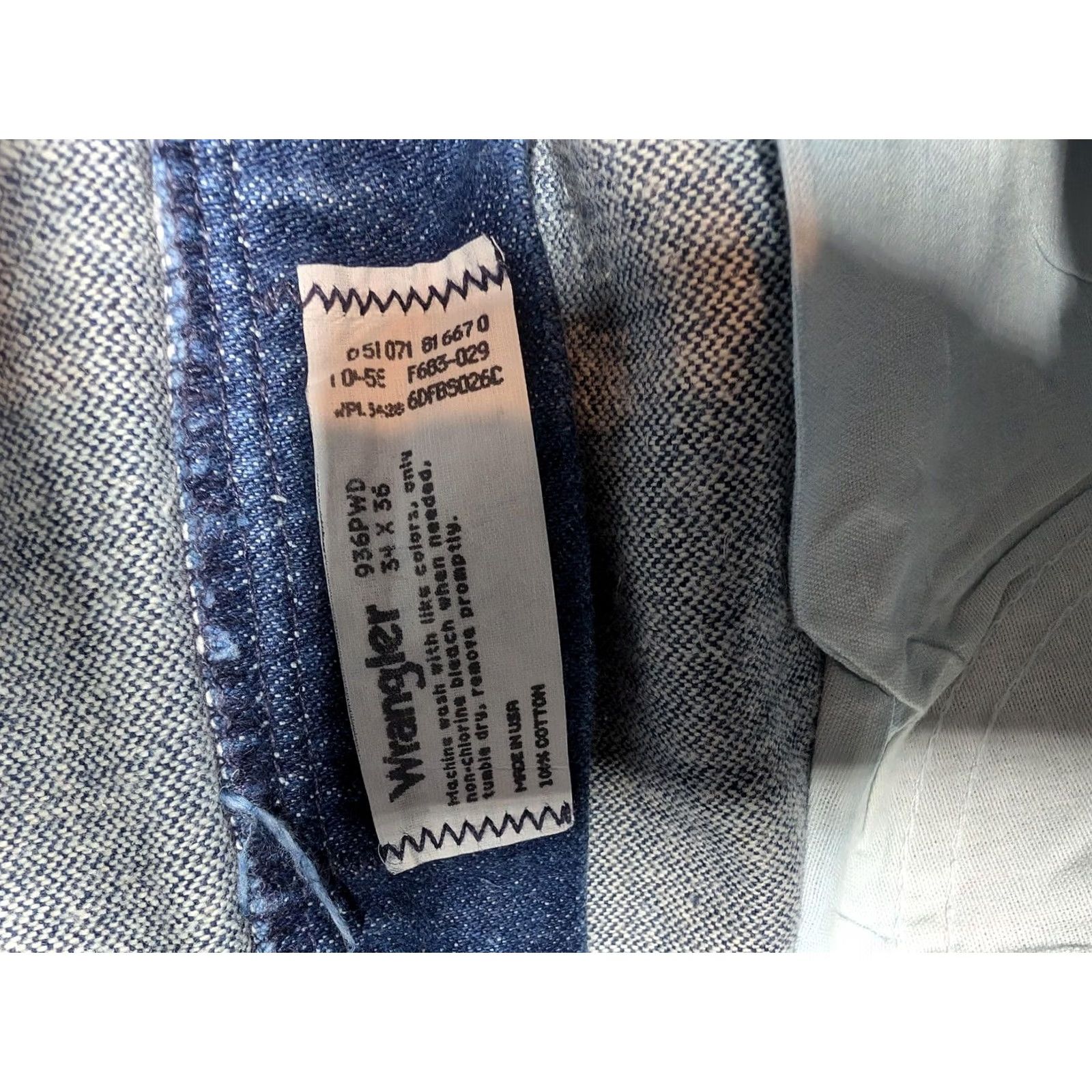 Wrangler VINTAGE Wrangler Jeans Mens 34x36 Blue 936PWD Cowboy Cut Western Straight Size US 34 / EU 50 - 5 Thumbnail