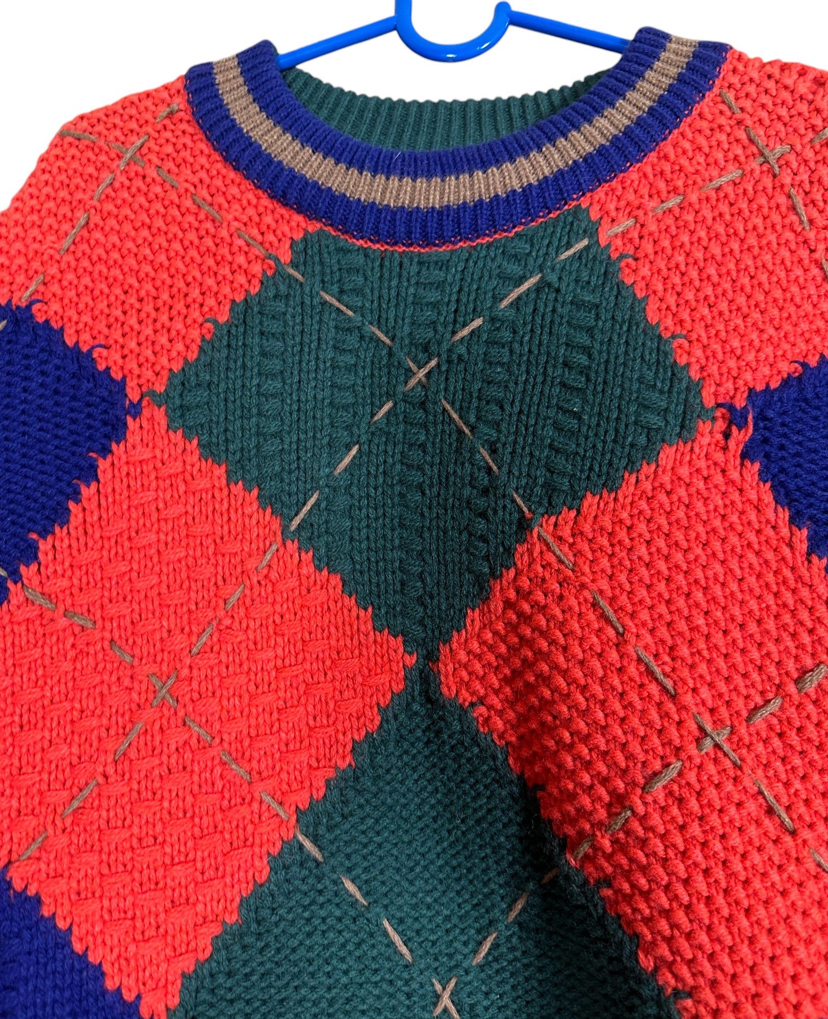 Gant Bold Argyle Crew Neck Oversized Sweater Size US L / EU 52-54 / 3 - 7 Thumbnail