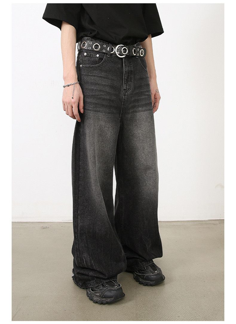 Vintage Japanese retro loose straight men's ripped wide-leg jeans Size US 32 / EU 48 - 2 Thumbnail