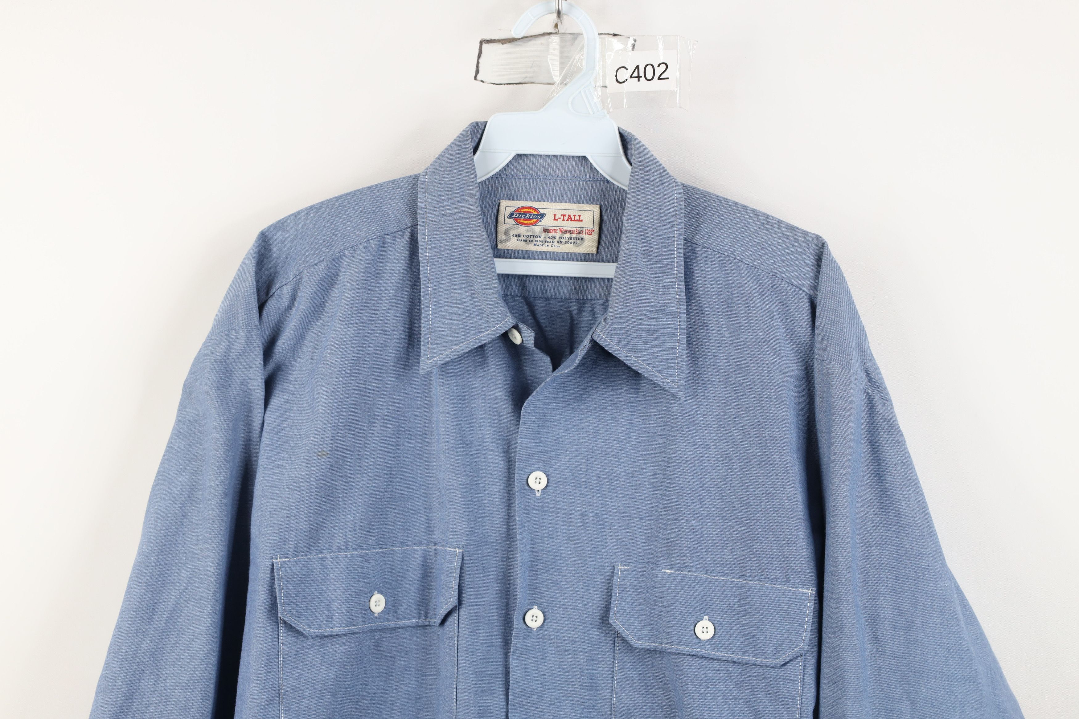Dickies Vintage 90s Dickies Chambray Mechanic Button Shirt Workwear Size US L / EU 52-54 / 3 - 2 Thumbnail