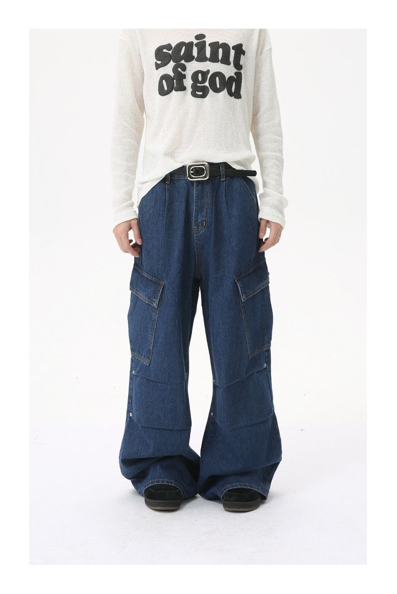Japanese Brand Japanese retro style multi-pocket straight leg cargo jeans Size US 32 / EU 48 - 1 Thumbnail