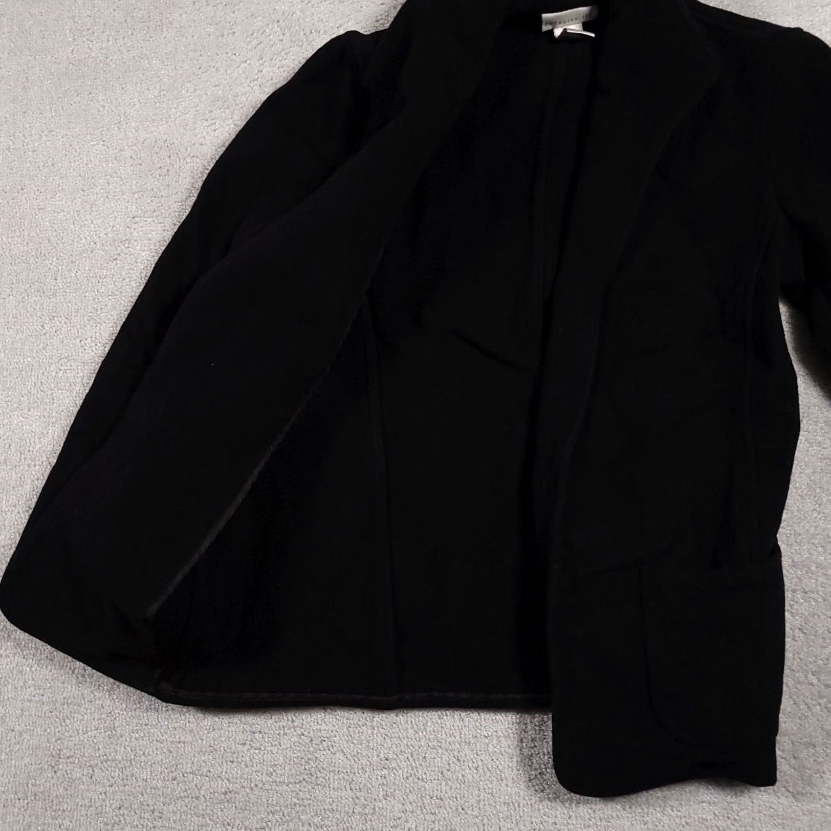 Vintage Pursuits Ltd Career Wool Open Front Blazer Jacket Women's 8 Black Pockets Collar Blazer Size M / US 6-8 / IT 42-44 - 6 Thumbnail