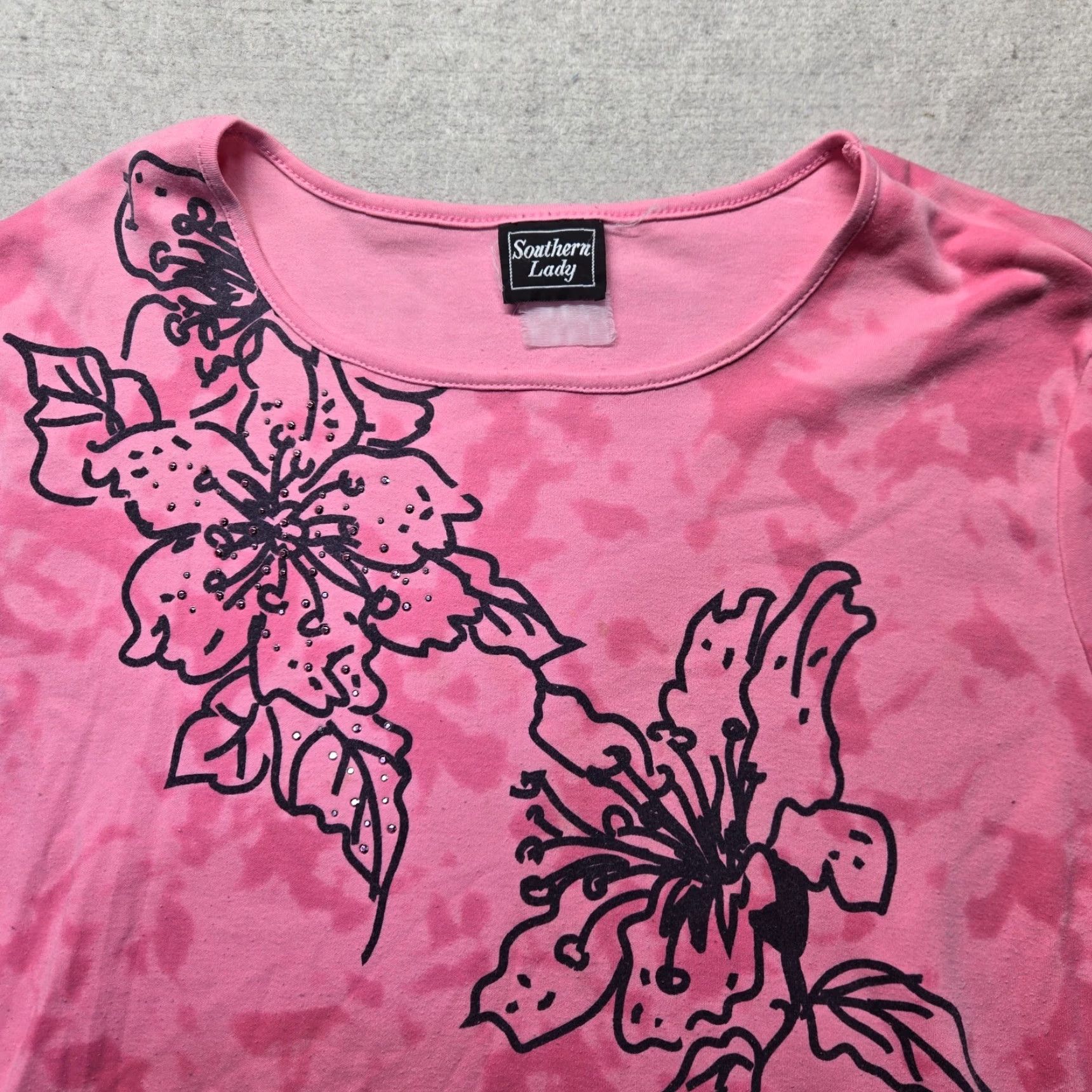 Pinko Southern Lady Shirt Womens T-Shirt Floral Pink Flowers Half Sleeve Large L Adult Size L / US 10 / IT 46 - 2 Thumbnail