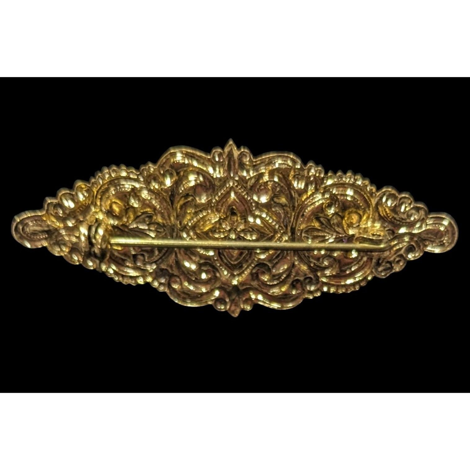 Other Vintage Victorian Vampire Red Gemmed Floral Brooch Size ONE SIZE - 2 Thumbnail